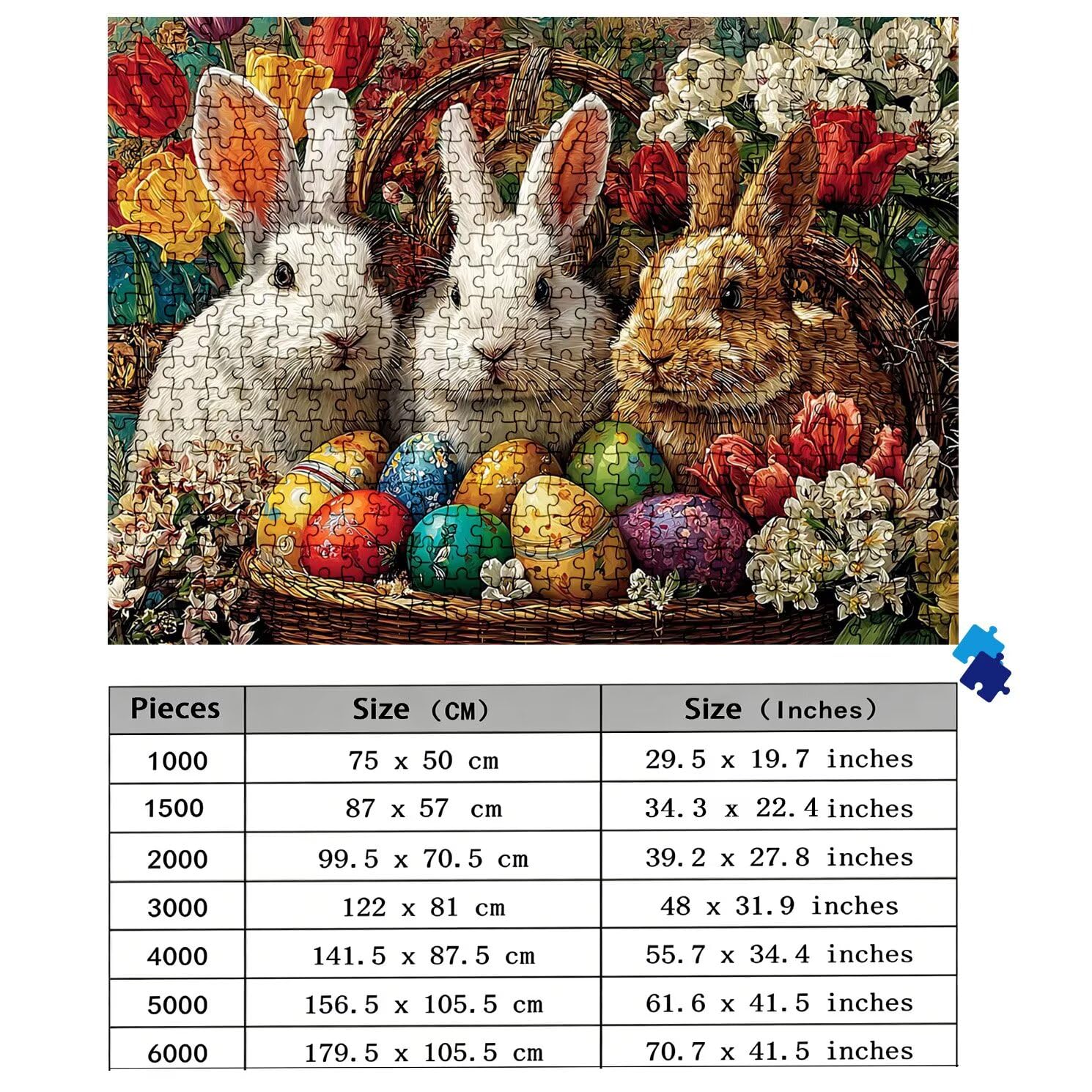 Puzzle 2000 Teile, Holzpuzzle Erwachsene - Impossible Puzzle 99.5 x 70.5 cm niffliges Denkspiel & Denksport für Frauen & Männer, Familienspiel, Home Dekor, Geschenk für Frauen Tier Kaninchen-3 w0-174