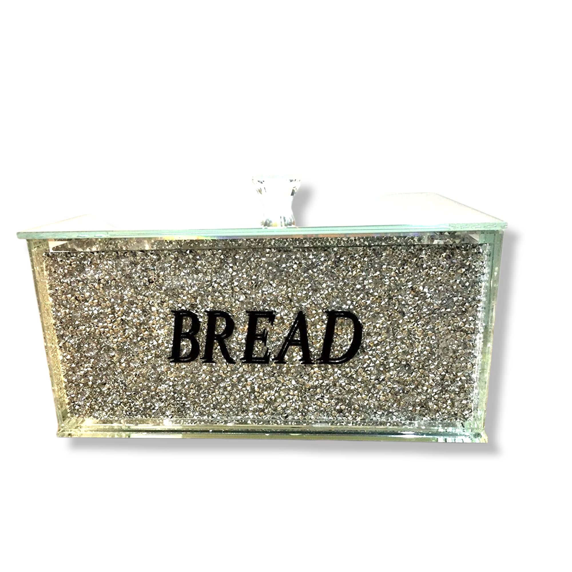 HMRCYTE Grande contenitore per il pane in cristallo con coperchio, 31 cm di lunghezza x 16 cm di larghezza x 20 cm di altezza, contenitore per pane fatto in casa, decorazione per la casa con diamanti