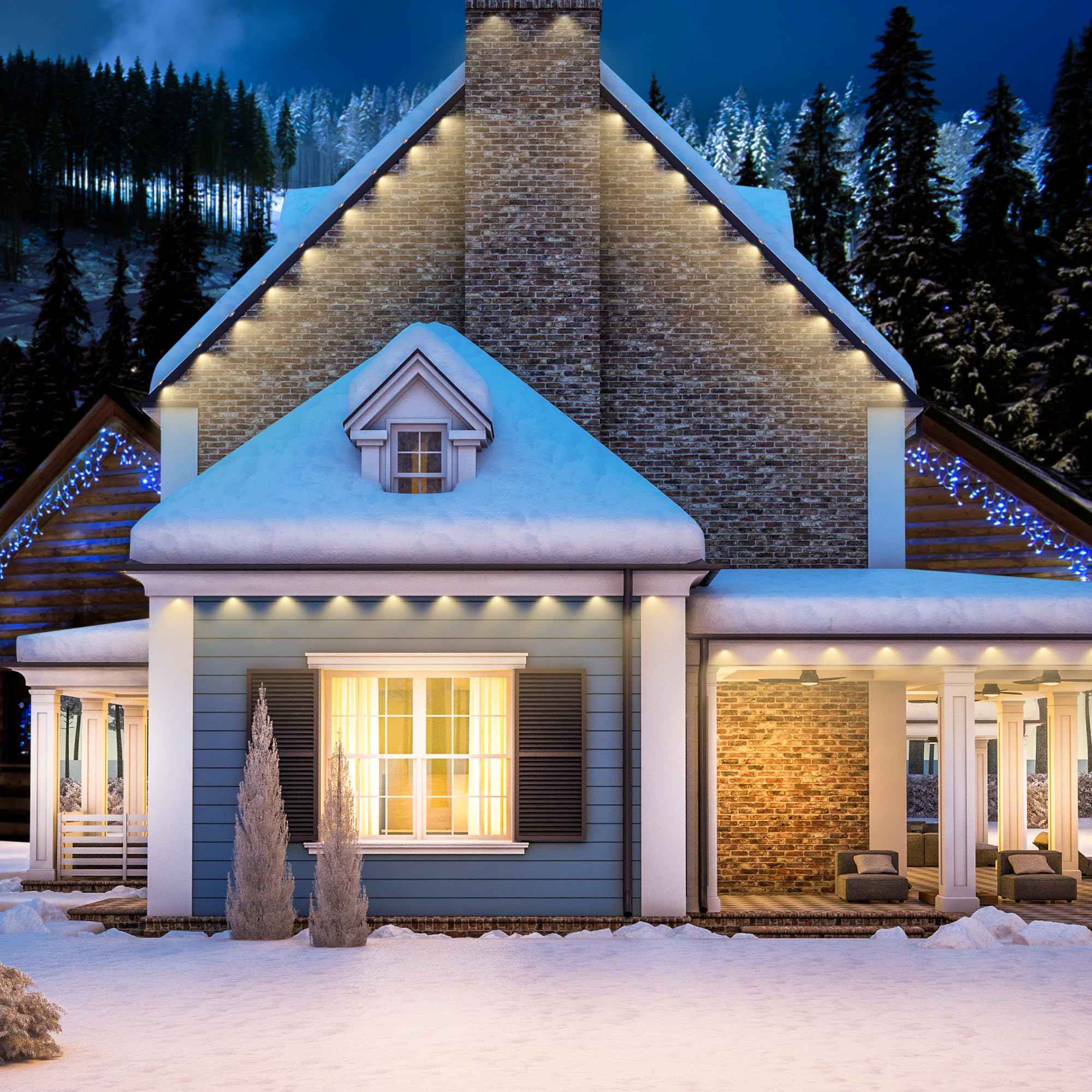 Tacobey Luci di Gronda Natale - 15m 36 LED Catena Luminosa Bianco Caldo con Telecomando, 8 Modalità, Impermeabile, Timer, Collegabile Luci di Gronda Natalizie da Esterno ed Interno