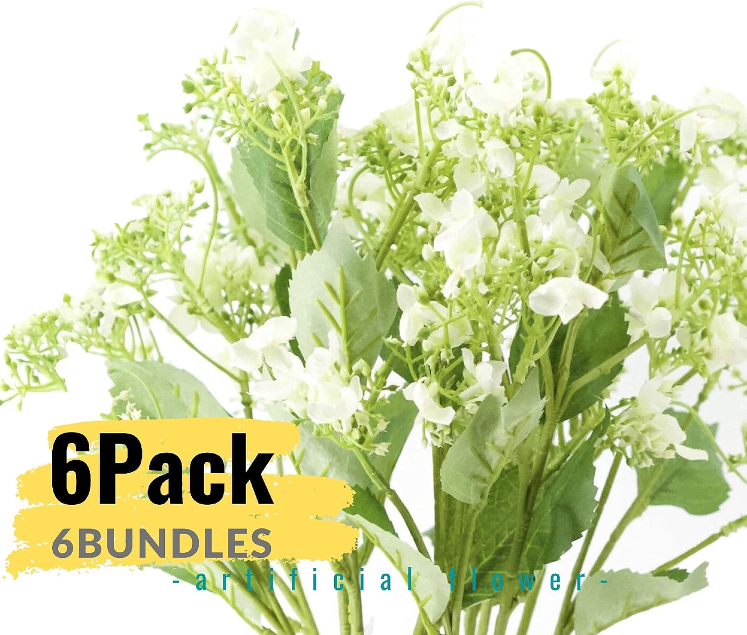 Tall Fall Branches Wedding Picks Faux Stems White Artificial Flowers 24.4"(WildHydrangeaSpray) Floral Arrangement Rustic Decoration Crafts Home Decor Holiday Wedding Parties Primitive 6pcs