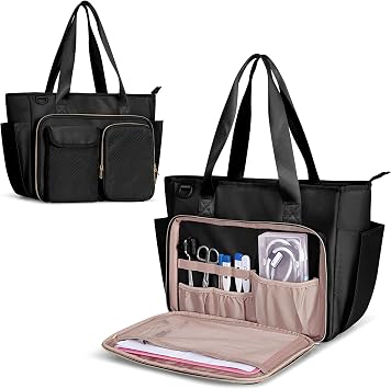Fasrom Nurse Bag for Work with 15.6 Inches Laptop Sleeve, Medical Tote to Hold Nursing Clinical Essentials for Home Health Nurses, BlackPatent Design