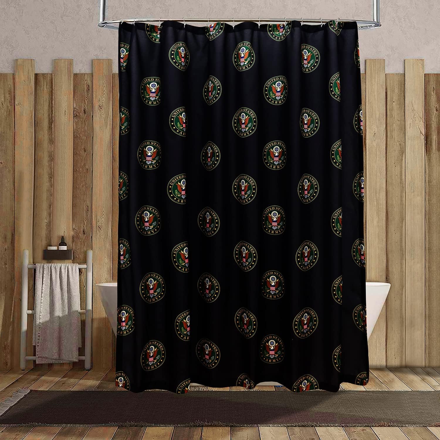 VISIONE US Army Black Shower Curtains, Measuring 72" x 72