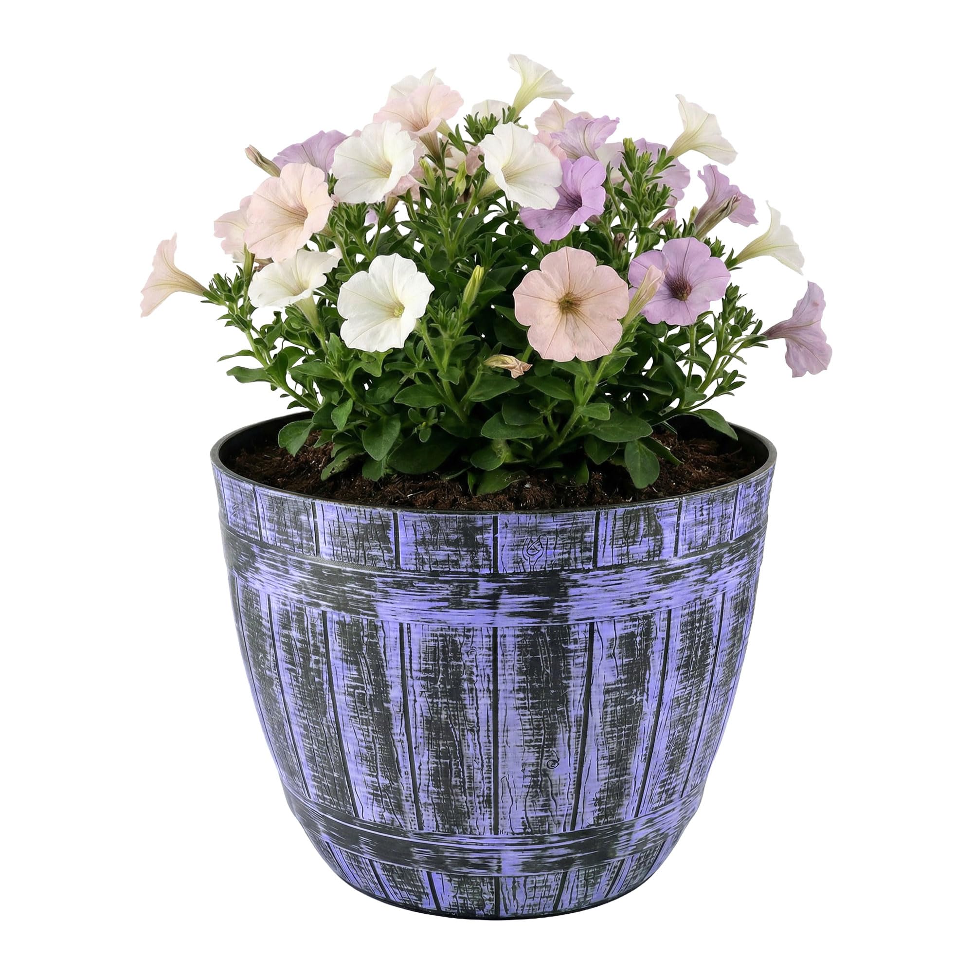 SG Traders Large Barrel Planter, Garden Plant Pot, Heavy Duty Half Barrels for Outdoor, Flower Herb Tree, Container with Drainage Holes, Large Plant Pots Garden, Beijing Barrel Gold, D 52cm x H38cm