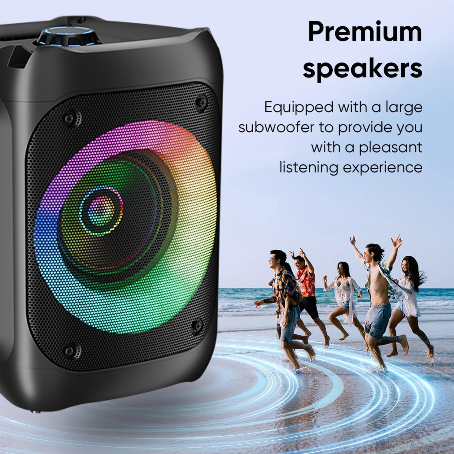 Ankuka Karaoke con 2 Microfoni Karaoke Professionale Completo con 1 Microfono Wireless & 1 Microfono con Cavo Cassa Karaoke Potatile PA Sistema e Luce LED, Supporta Bluetooth/TF/USB/AUX/FM/TWS