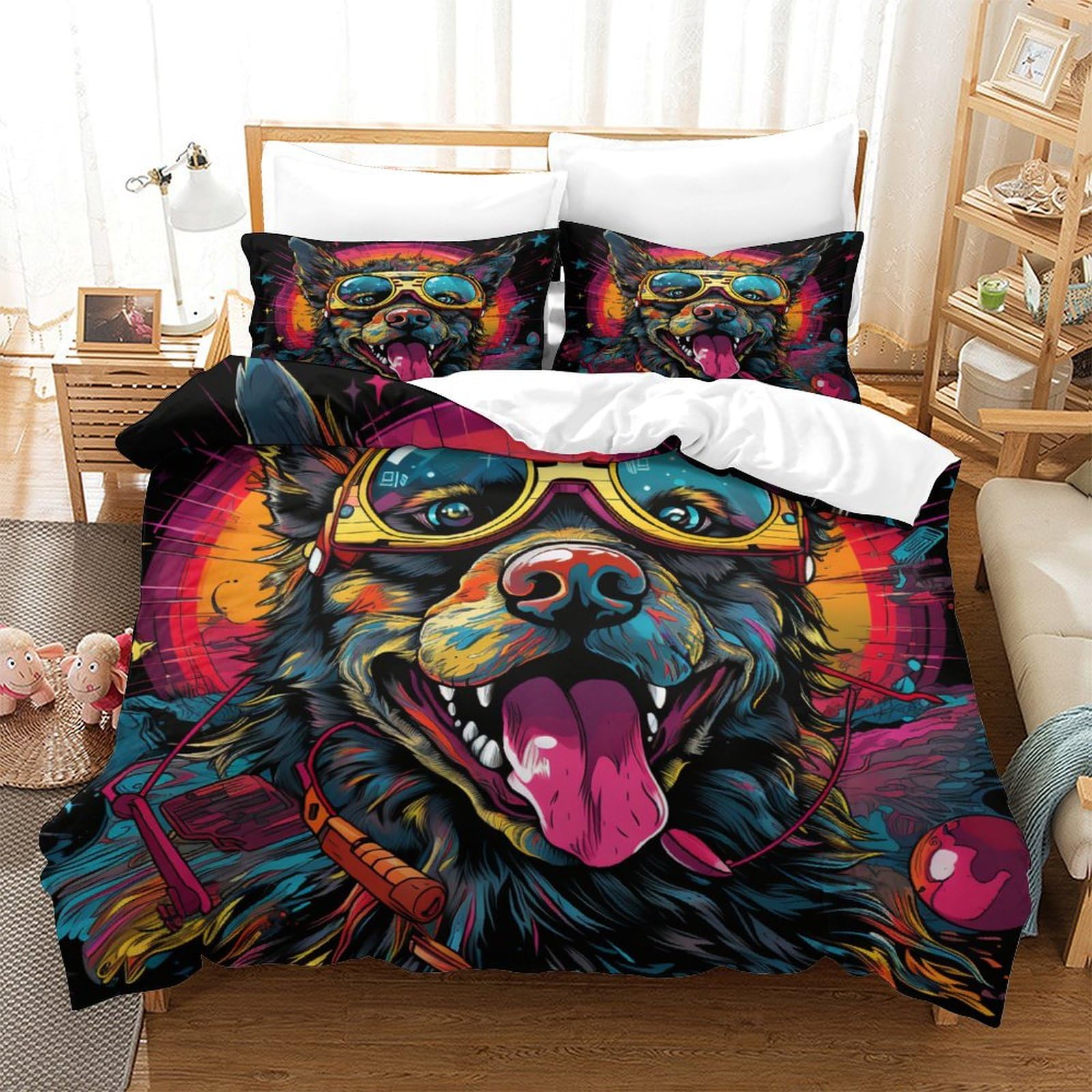 Literie chien 3D respirante housse de couette microfibre 140x200