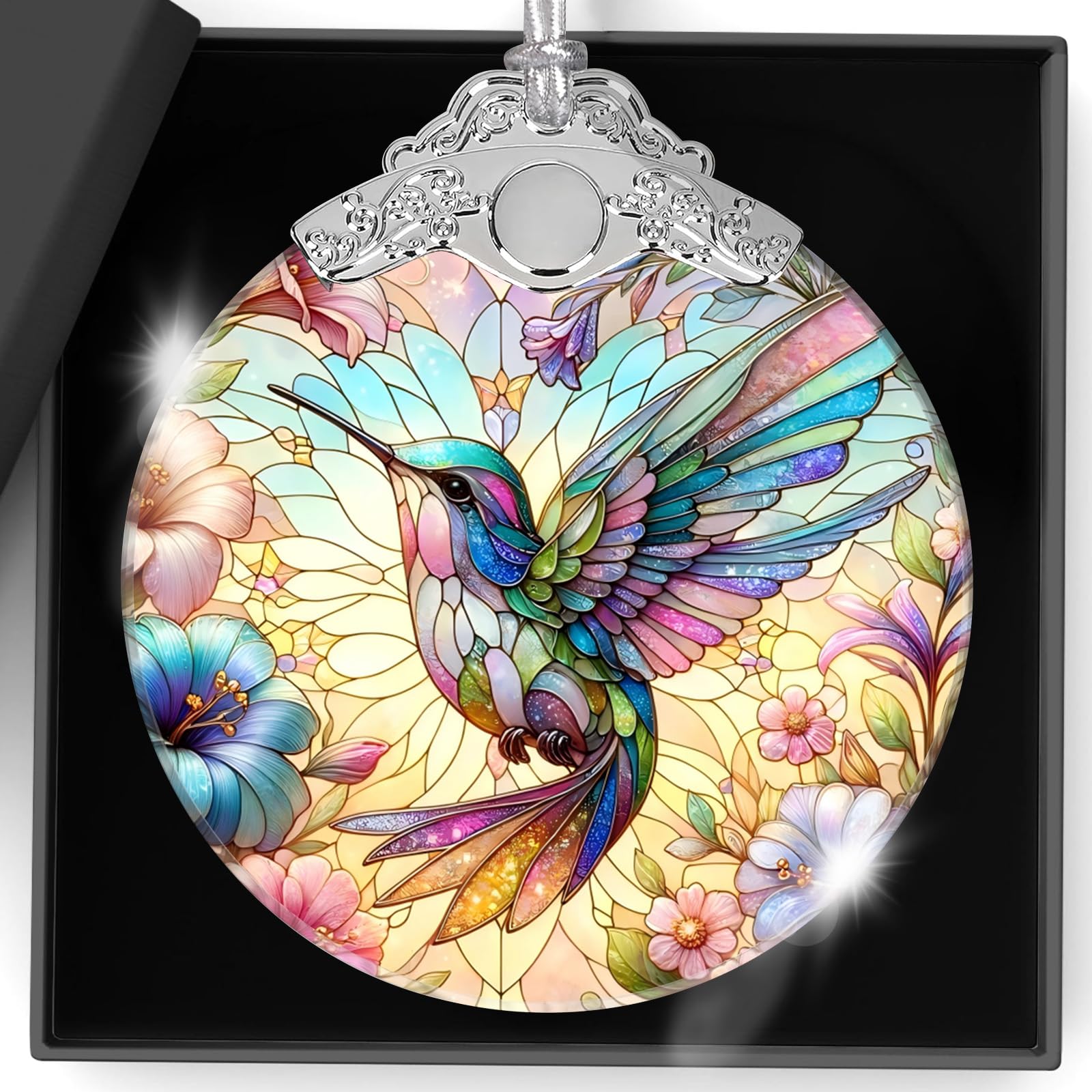 Qylazune Women's Red Christmas Birthday Gifts For Imitation Sun Catchers For Windows Bird Stained Glass Ornaments Window Decorations For Friends, Colleagues, Friendship Gift Outdoor Indoor Home Garden Party