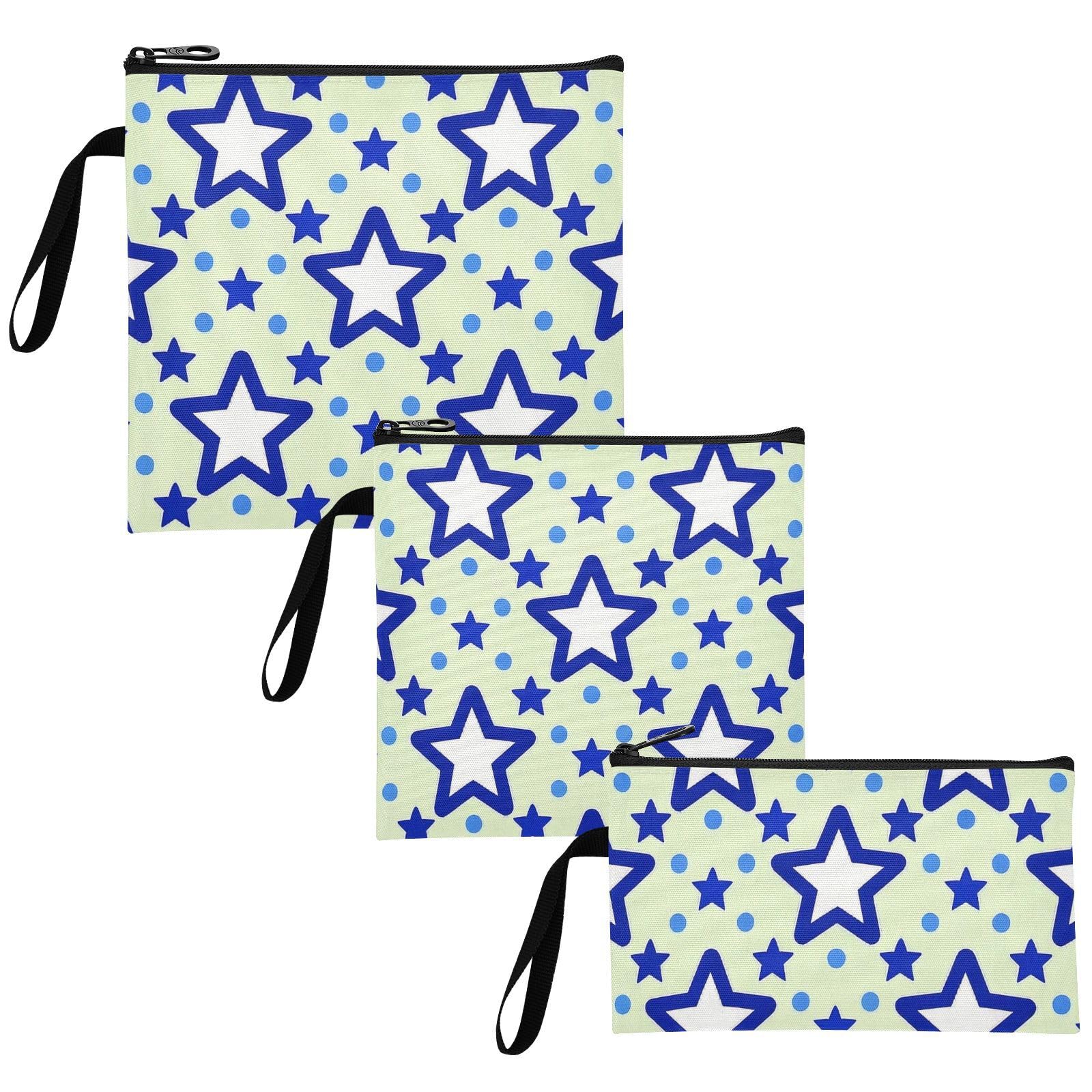 miaozhen Blue Stars Dot Yellow Reusable Zipper Snack Bags Waterproof Diaper Bag Organization for Kids Students Adults Food 3-Pack lonchera para trabajo