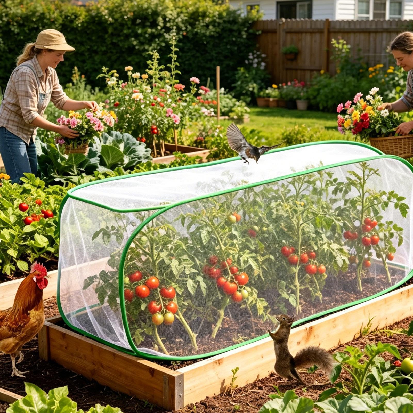 Bâche surélevée | 120 x 60 cm Filet à mailles fines pliable et portable | Protection en maille pour légumes | pour prévenir les petits animaux, protéger les fruits, les légumes, les et les