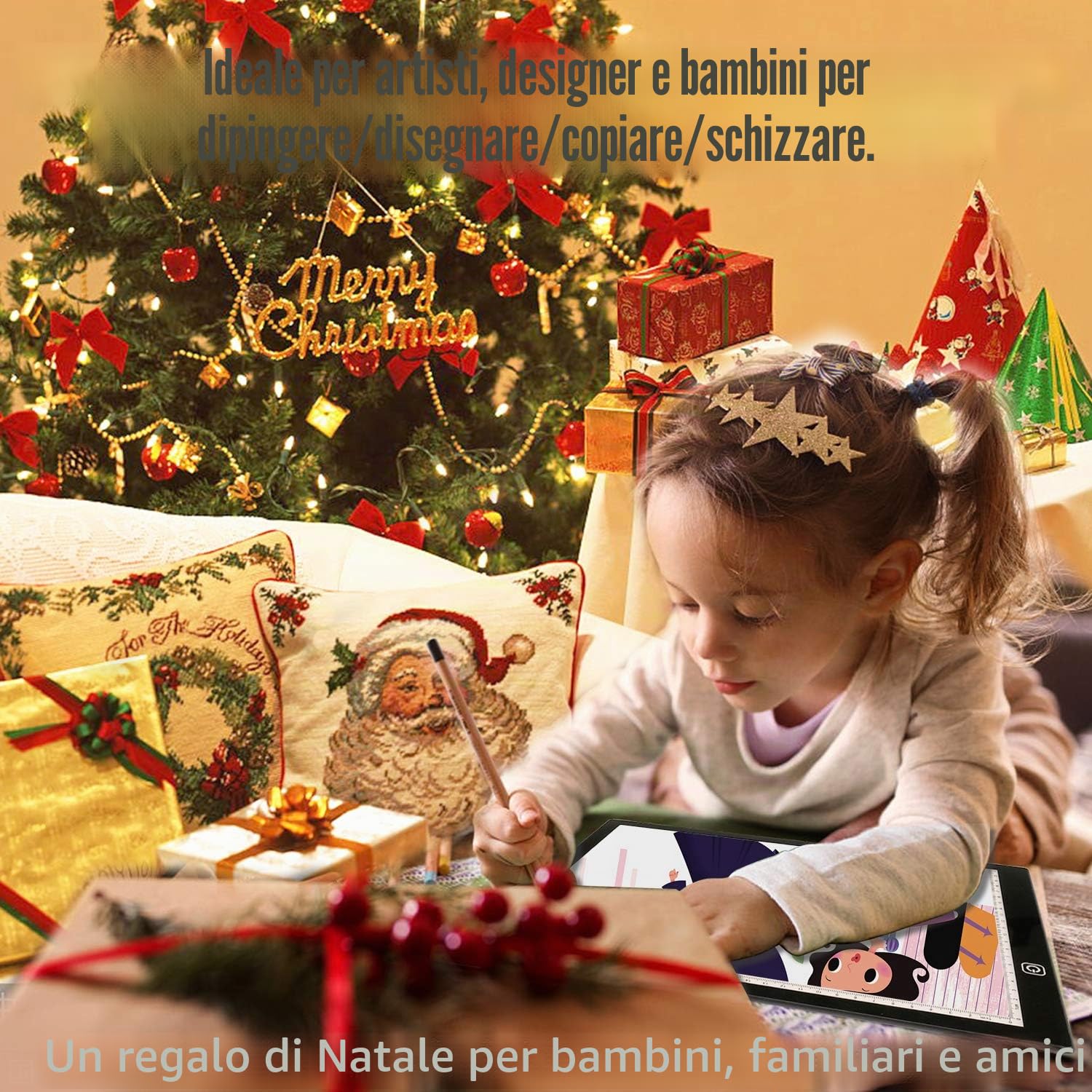 Tavolo luminoso per disegno A4, tavolo luminoso per tavolo da disegno A4 LED Tablet di luce 3 modalità di illuminazione, Light Pad ultra sottile con pannello touch intelligente e per artisti