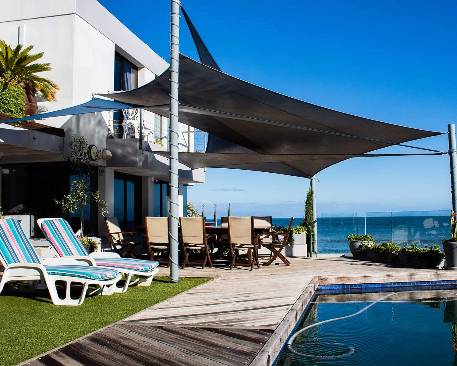 Sun Shade Sail Rectangle 7'x13' UV Block Canopy for Patio Backyard Lawn Garden Outdoor Activities,Brown : Patio, Lawn & Garden