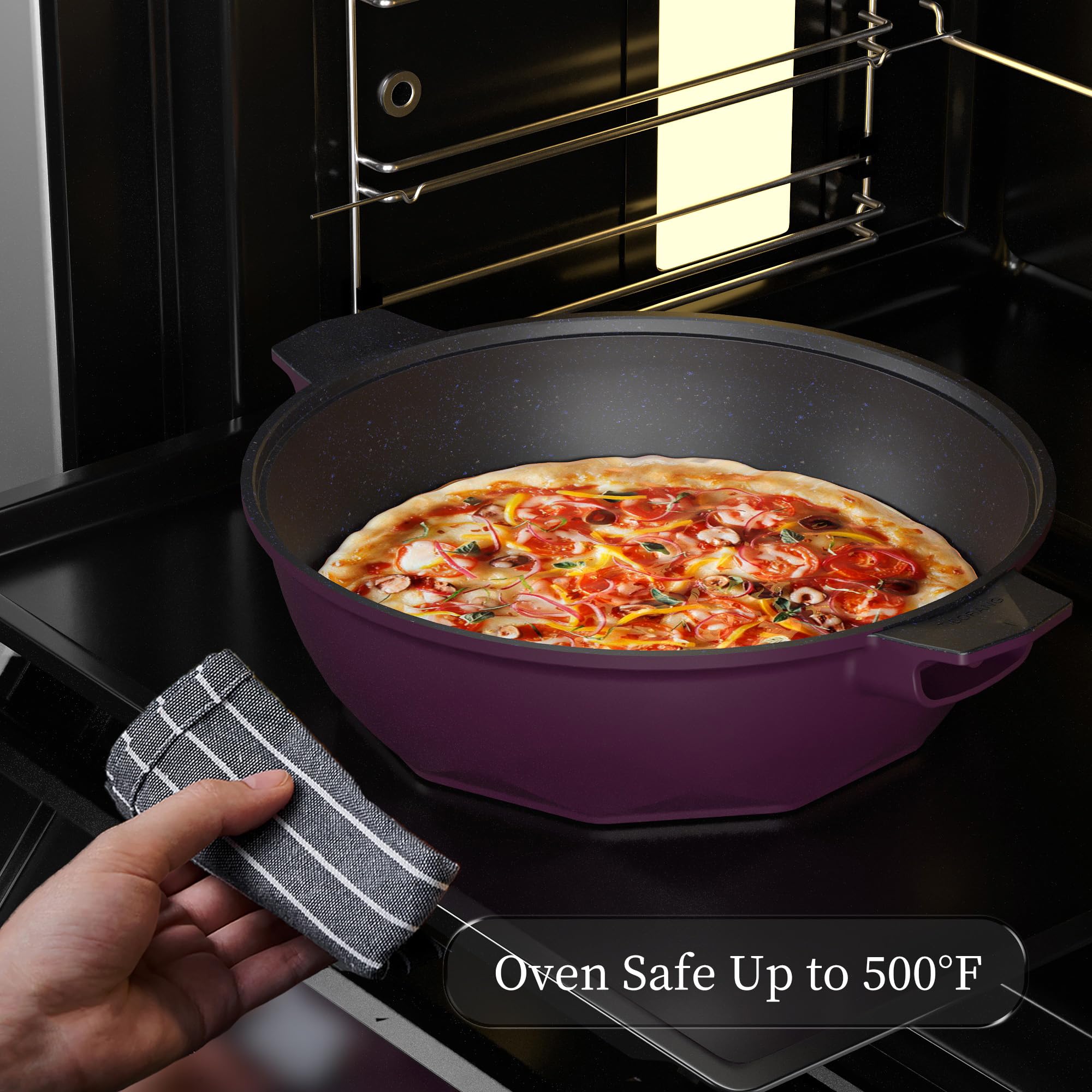 TIBORANG 11" Nonstick Frying Pan with Lid - 8-in-1 Cookware -6