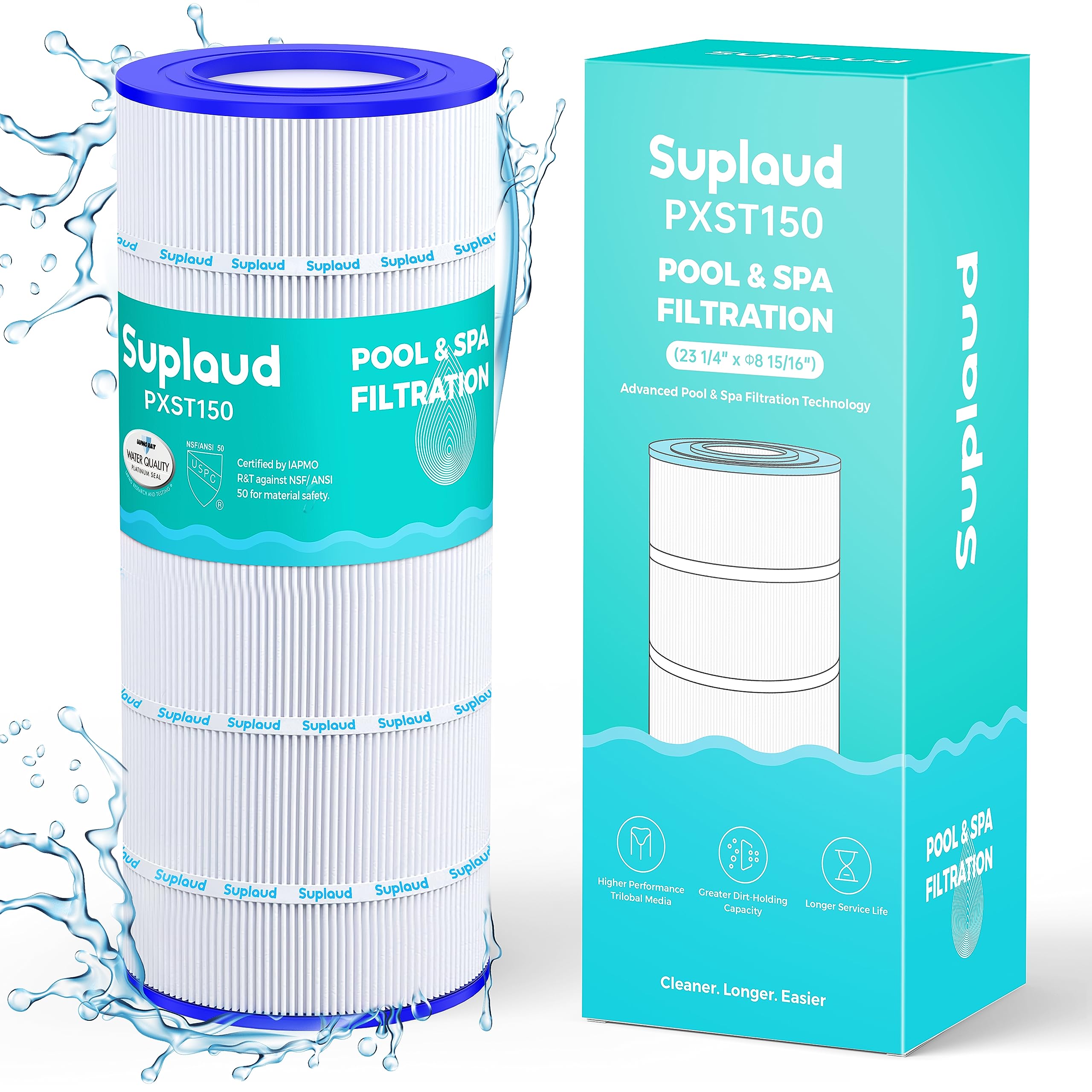 Suplaud Pool Filter Cartridge PXST150 Replacement for Hayward X