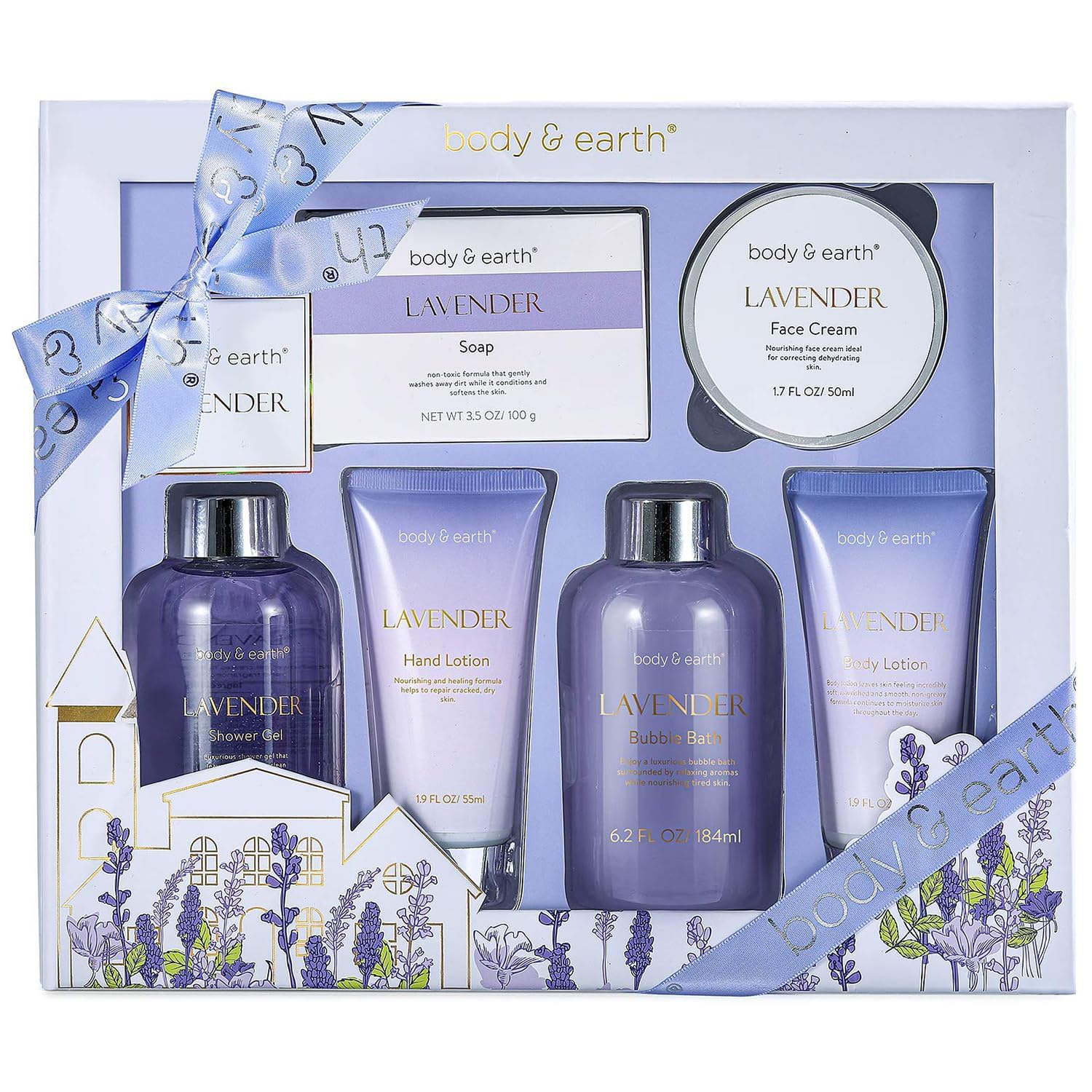 Set de Regalo para Mujer, Set de Baño y Ducha, Regalos Originales de 6 Piezas con Fragancia Lavanda -Regalo Ideal para Mujer ,regalo dia de la madre