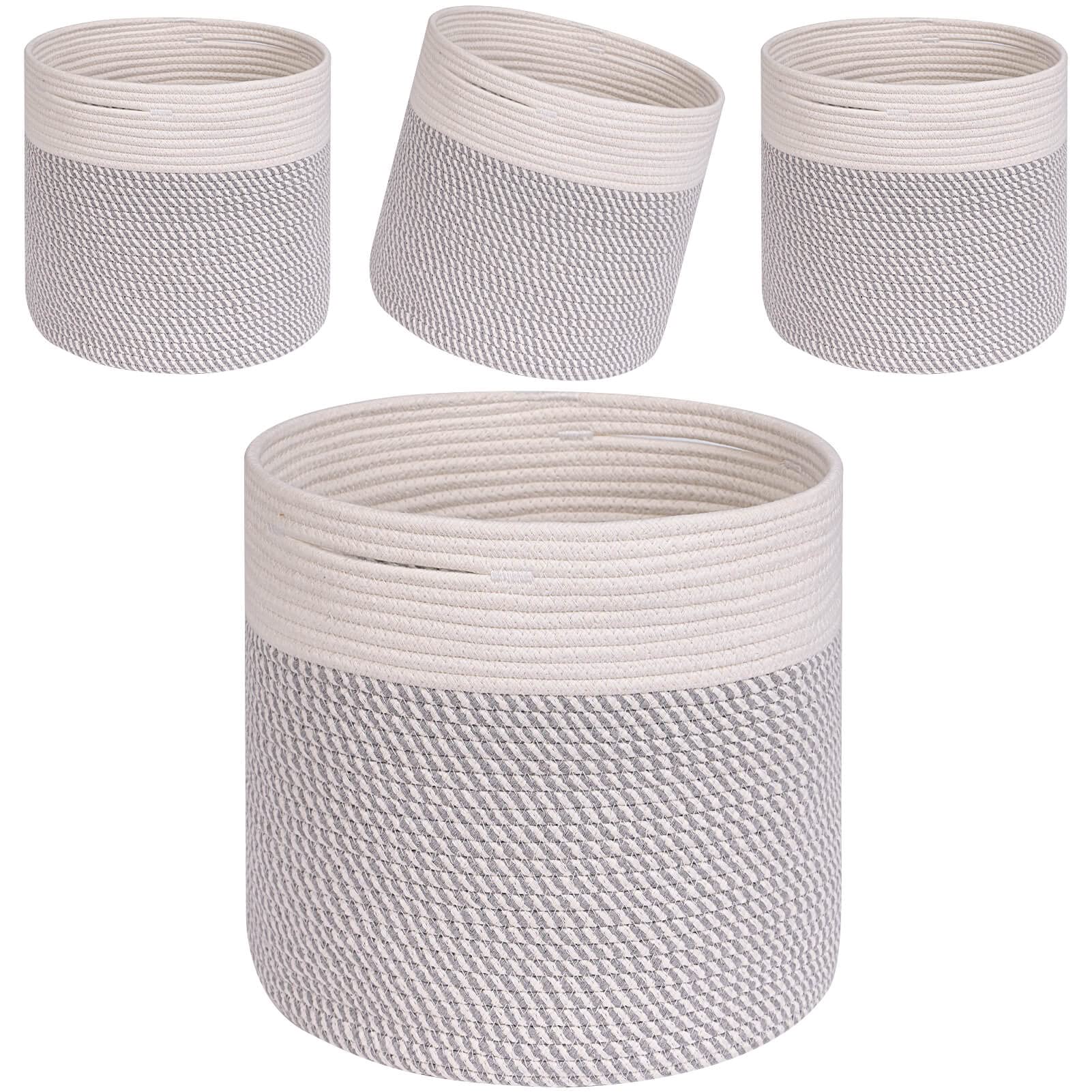 CubesLand Cubes Baskets Bins for 13x13 Cube Organizer/Shelving,13x13 Storage Baskets Bins,Woven Baskets for Storage/Organizing,Cloth Closet Organizing Basket Bin 4 Packs,12.6x12.6”Off White/Mixed Gray