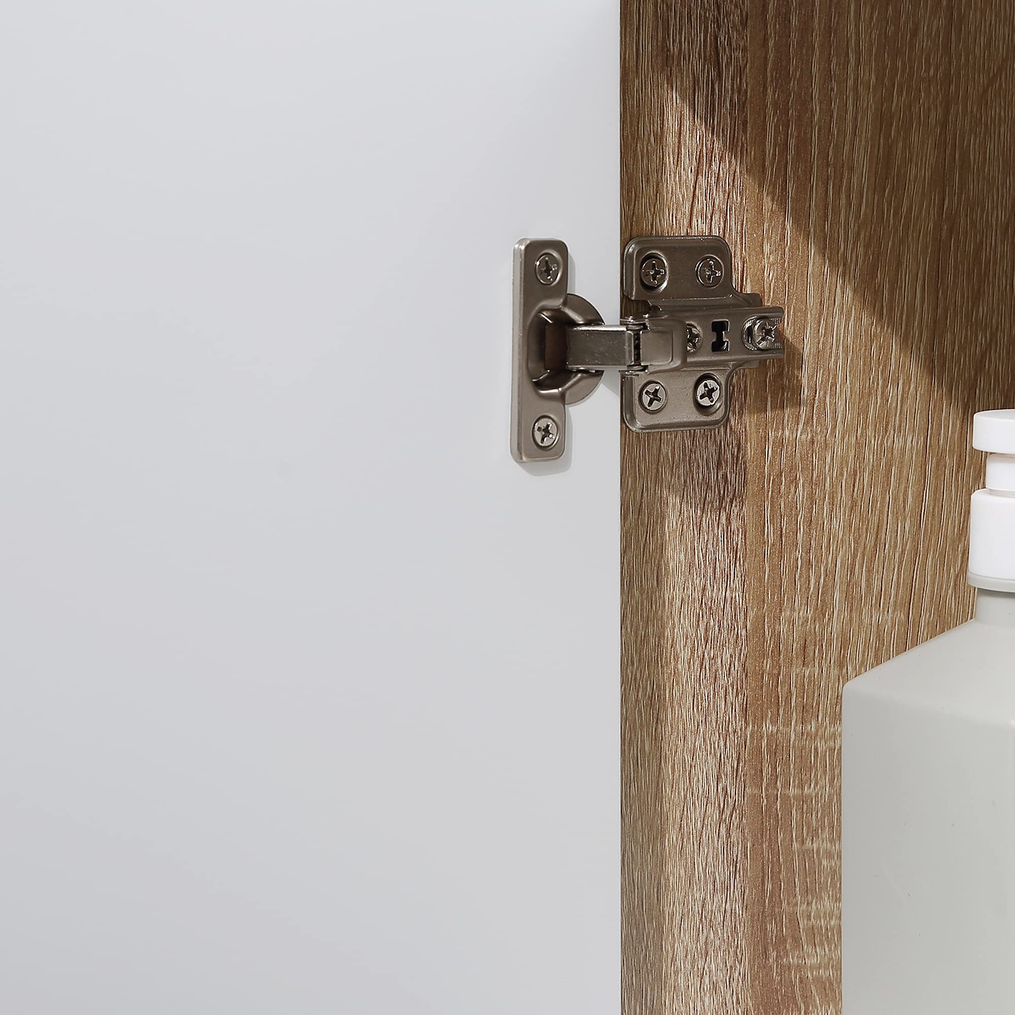 kleankin Armario Auxiliar de Baño con 1 Cajón y 1 Puerta Mueble Auxiliar de Baño para Salón Aseo Dormitorio Estilo Moderno Antivuelco 32,6x30x90 cm Blanco y Natural