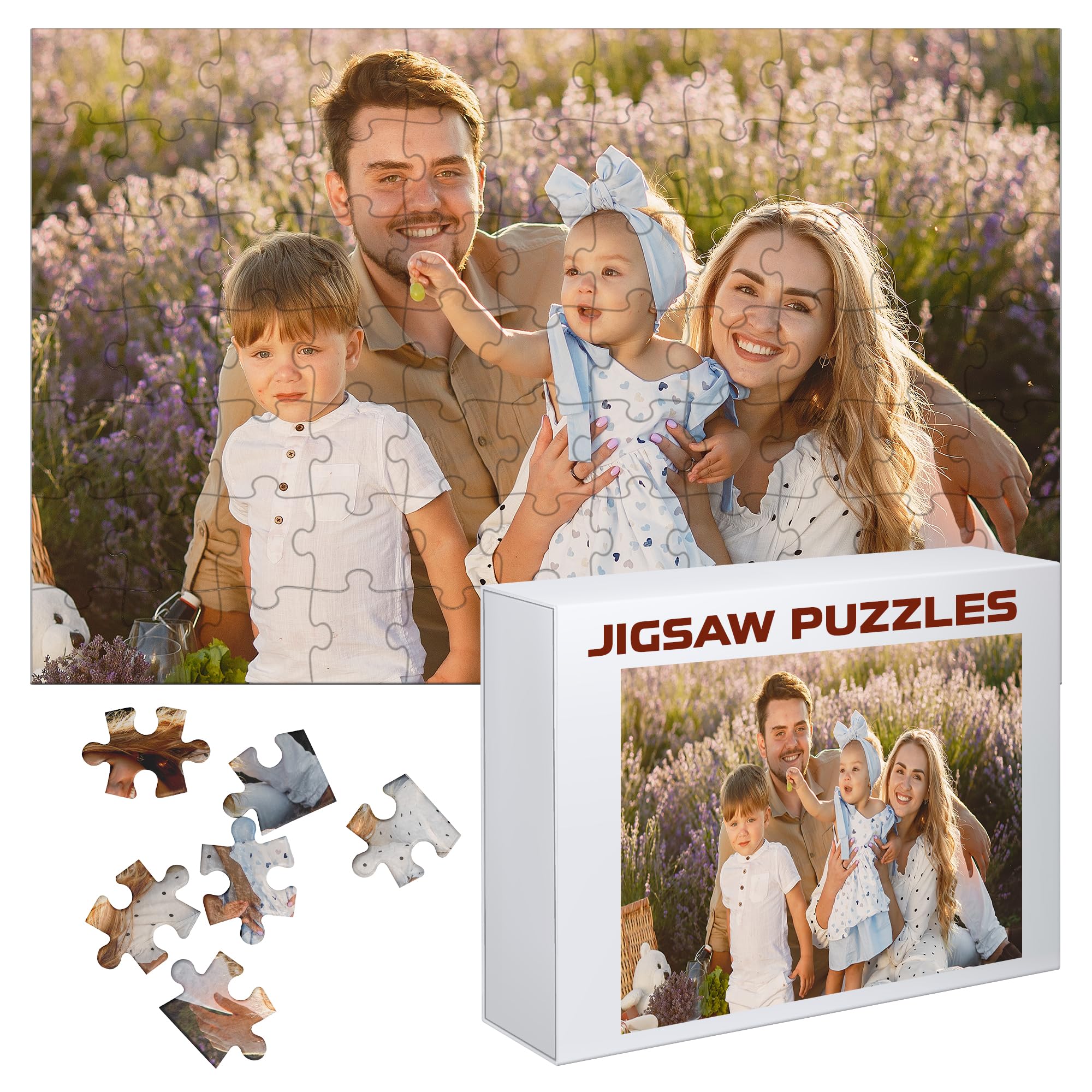 Ships Next Day, Made in USA - Custom Puzzles with Your Photos - Personalized Jigsaw - Photo Puzzle Personalized - Gift for Friends, Couple, Family (500 Piece Horizontal) Horizontal 500 Piece