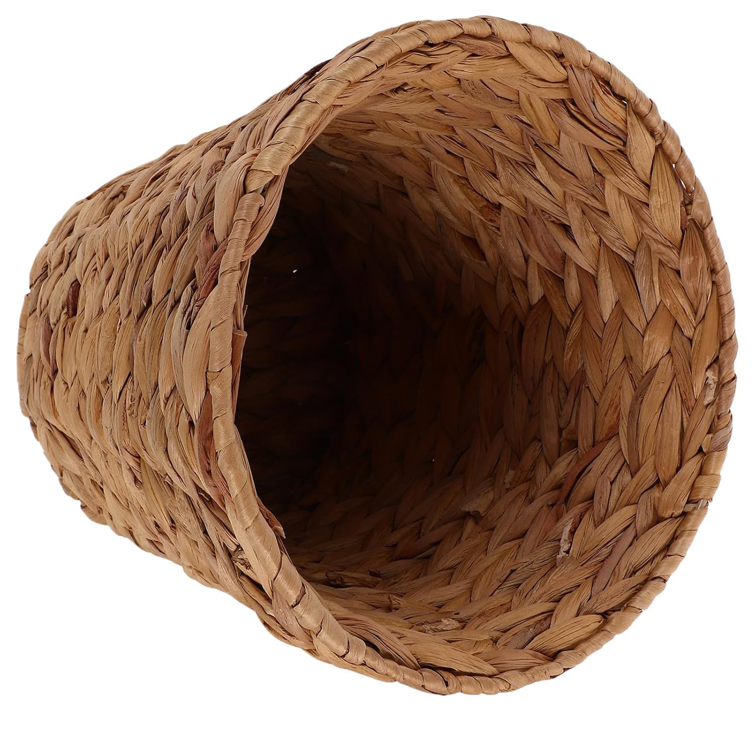 Luxshiny Woven Rattan Trash Can Bedroom Bin Decorative Waste Basket Handwoven Wicker Sundries Storage Basket for Desktop and Home Organization