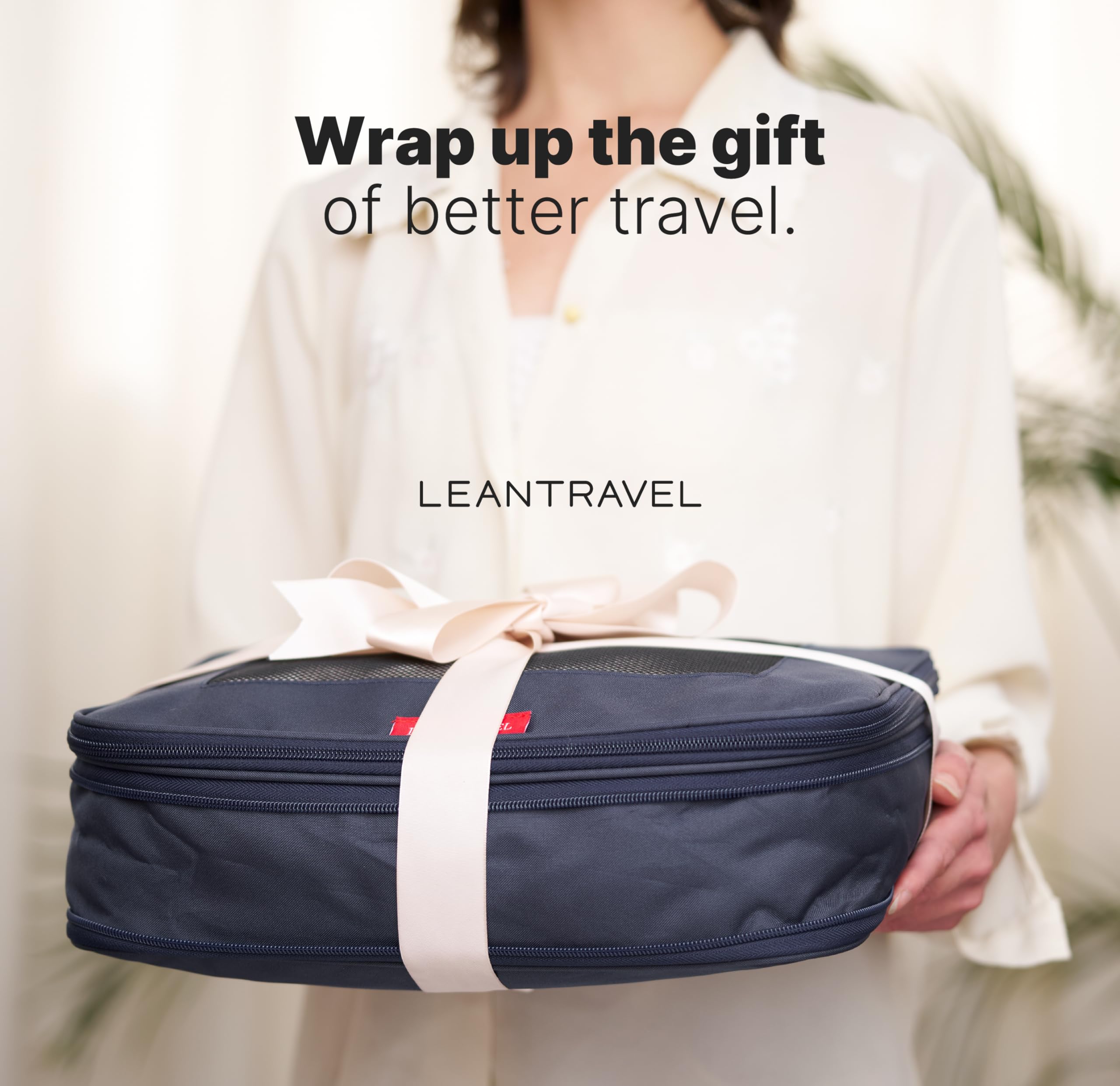 LeanTravel Kompresyjne kostki do pakowania do organizerów podróżnych z podwójnym zamkiem błyskawicznym, 3-pak (2 l + 1 m), granatowe
