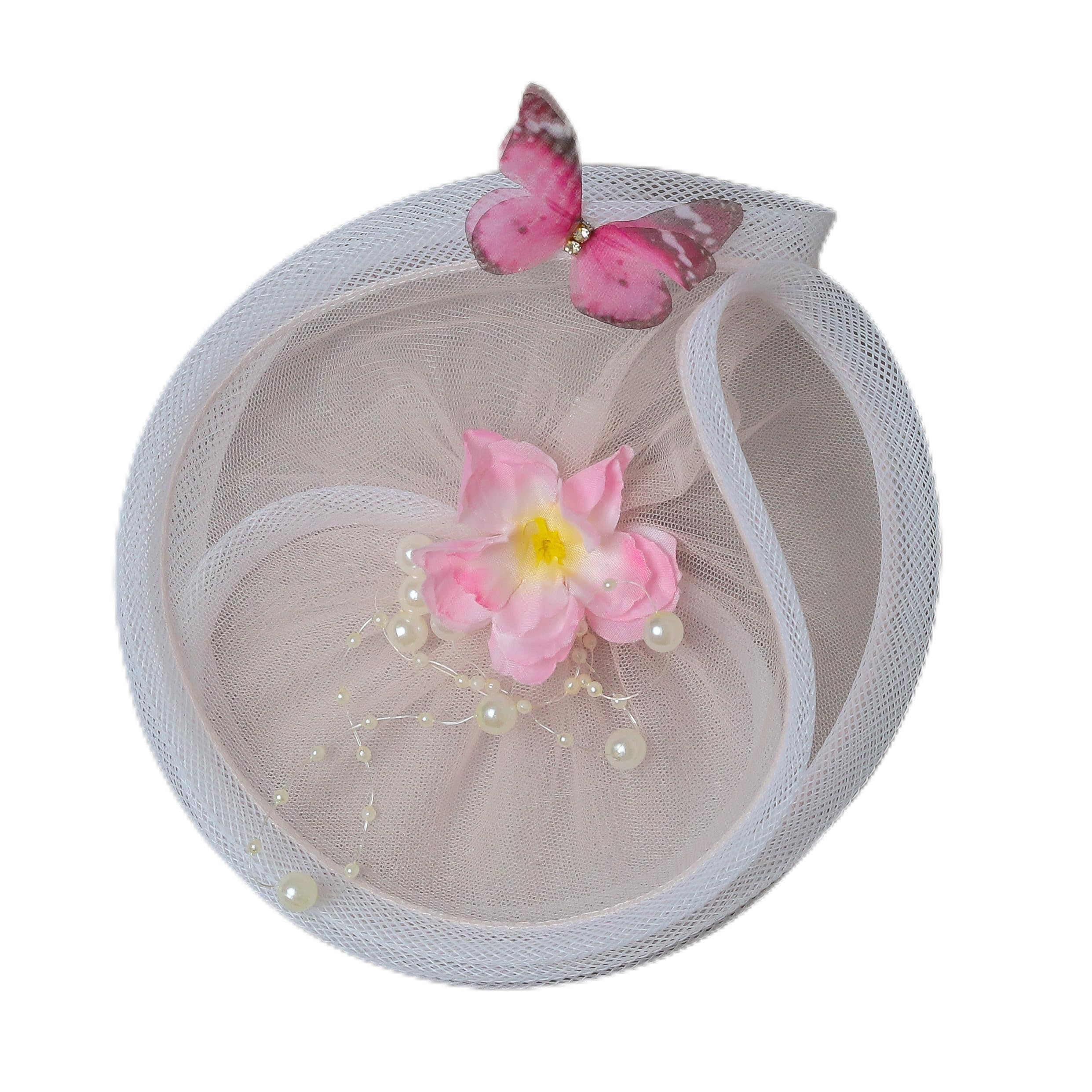 PEAR BEAR Flowers, Butterfly Embellished Along with Pearl String Twisted Peach Hair Fascinator for Women & Girls (B0CGXMQ1HQ) Amazon Price History, Amazon Price Tracker