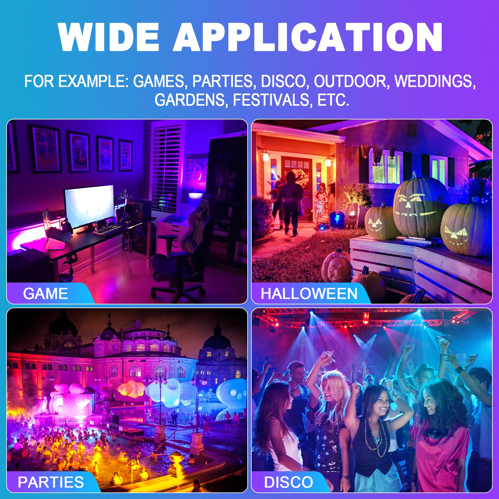 RIGIDON 4x 28W 2800LM RGBW LED Strahler APP & Fernbedienung, RGBW Farbwechsel Led Bar Wallwasher, Dimmbar Timer Bunt Fluter Lampe Für Party Garten Baum, DJ Disco Feiern, Außen/Innen Wasserdicht IP67