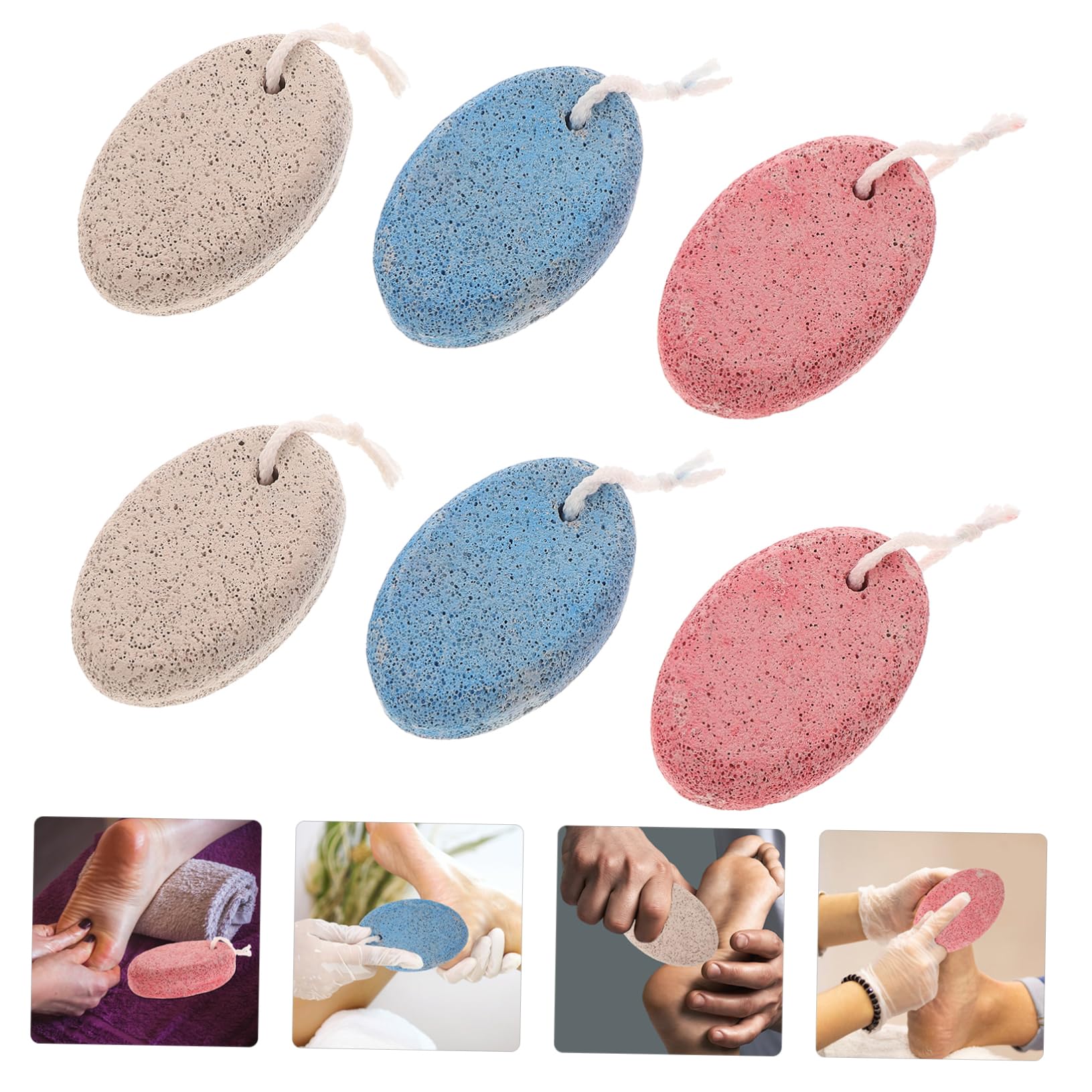 minkissy Hard Skin Remover 6pcs Natural Pumice Stone Foot Files Remover for Feet