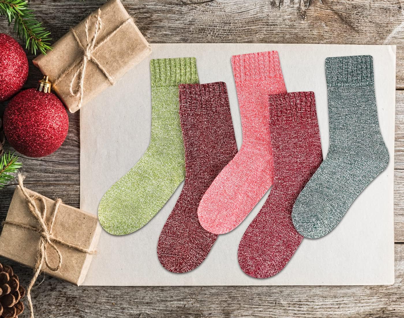 Heatuff Women's Winter Wool Socks Warm Soft Full Cushion Crew Socks (5 Pairs) - Image 7