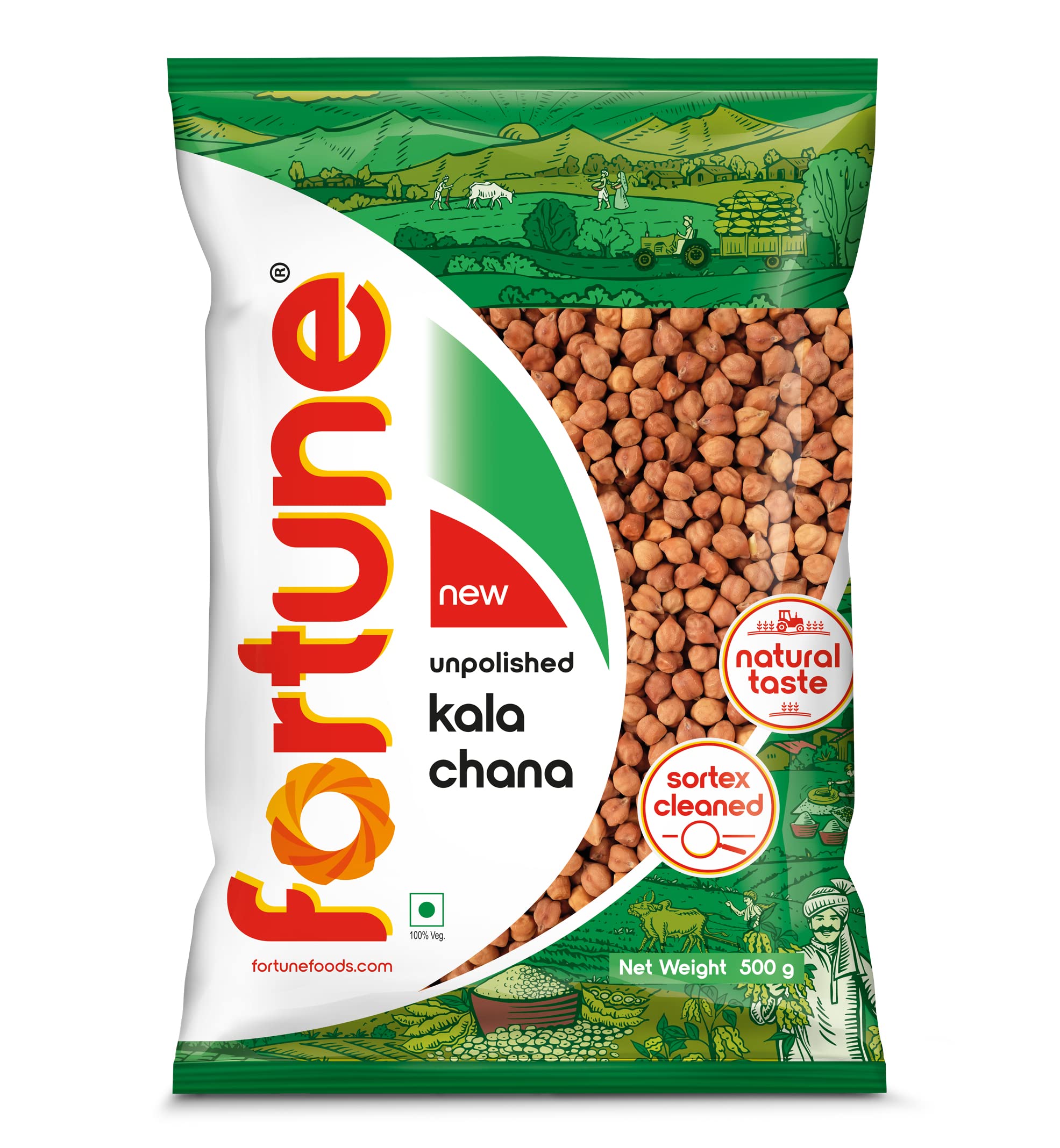 FORTUNE Kala Chana Whole, 500 Gm, Unpolished And Sortex Cleaned