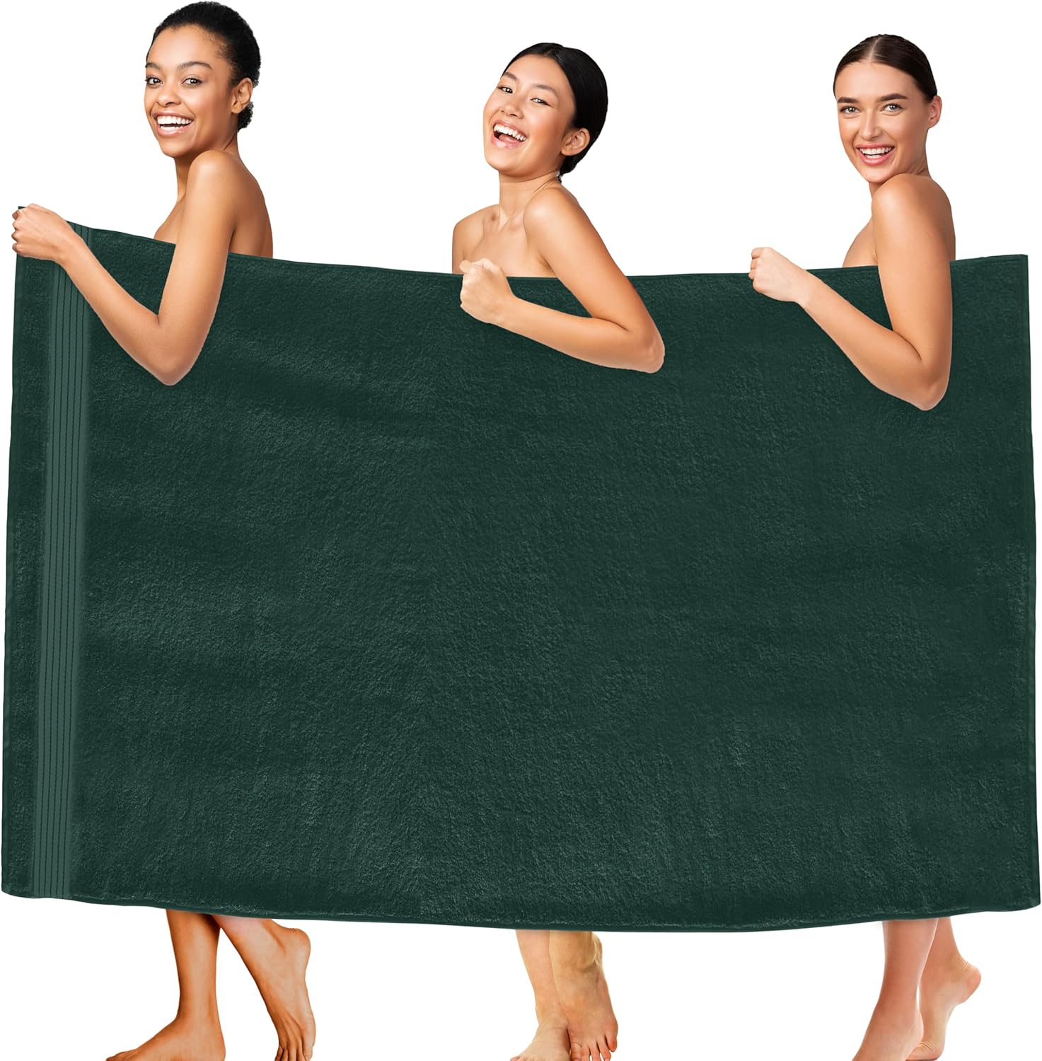 Elegant Comfort Premium Super Soft Highly Absorbent 1 Piece Oversized Bath Sheets - 40" x 80" inch, Luxurious Hotel Spa Quality 100% Turkish Cotton Extra Large Bath Towels for Adults, Hunter Green - Thumbnail 3