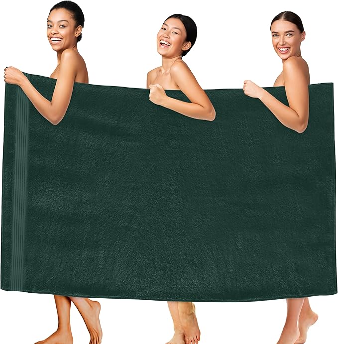 Elegant Comfort Premium Super Soft Highly Absorbent 1 Piece Oversized Bath Sheets - 40" x 80" inch, Luxurious Hotel Spa Quality 100% Turkish Cotton Extra Large Bath Towels for Adults, Hunter Green