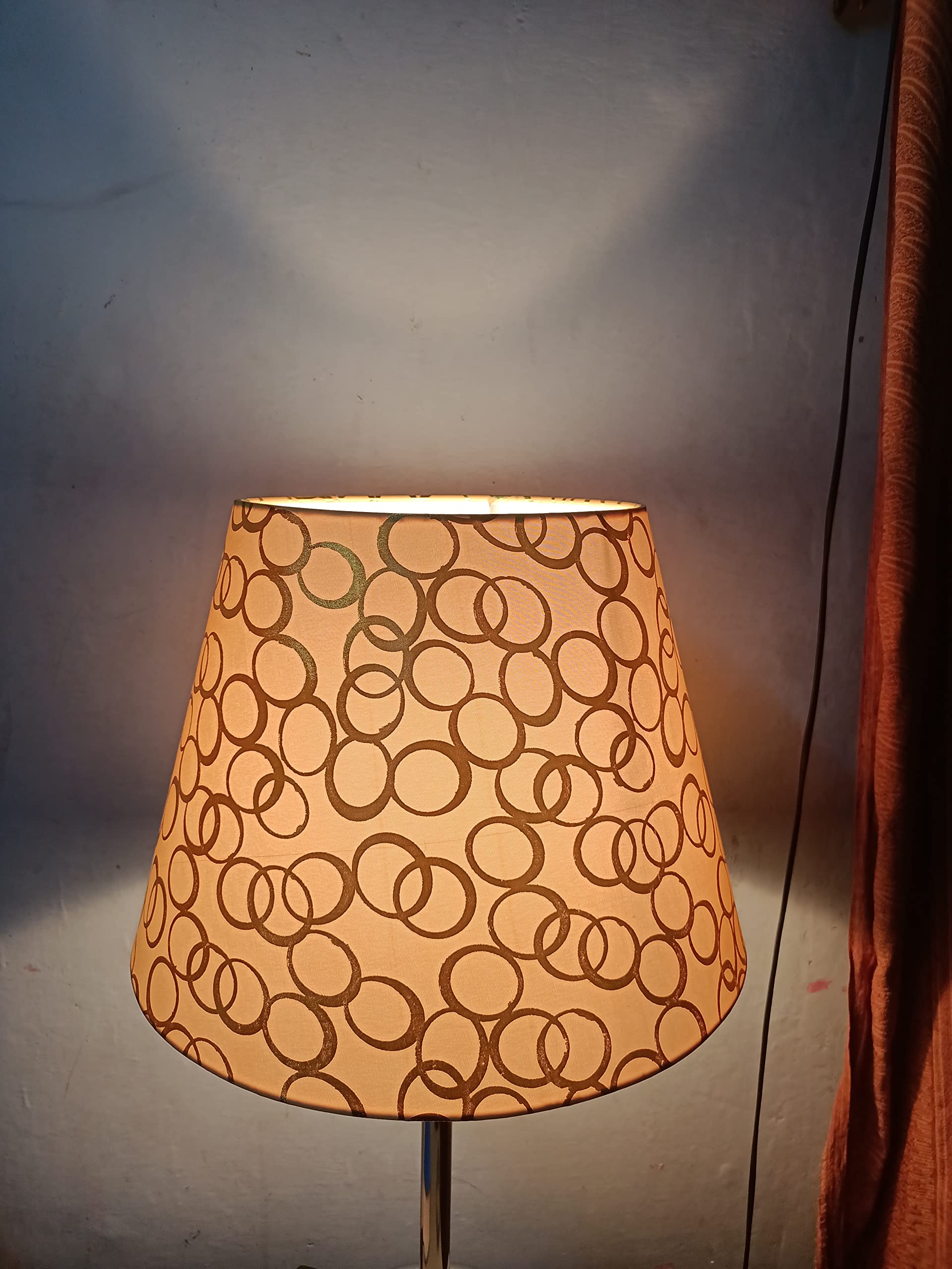 Vk Lampshade Industry, Lamp Shade Antique Golden Ring design Shade for Table Lamp and Floor Lamps (13.5x10x8.5) IN Lampshade Suitable for Bedroom, Study room, Living room and Home Decor & Decoration