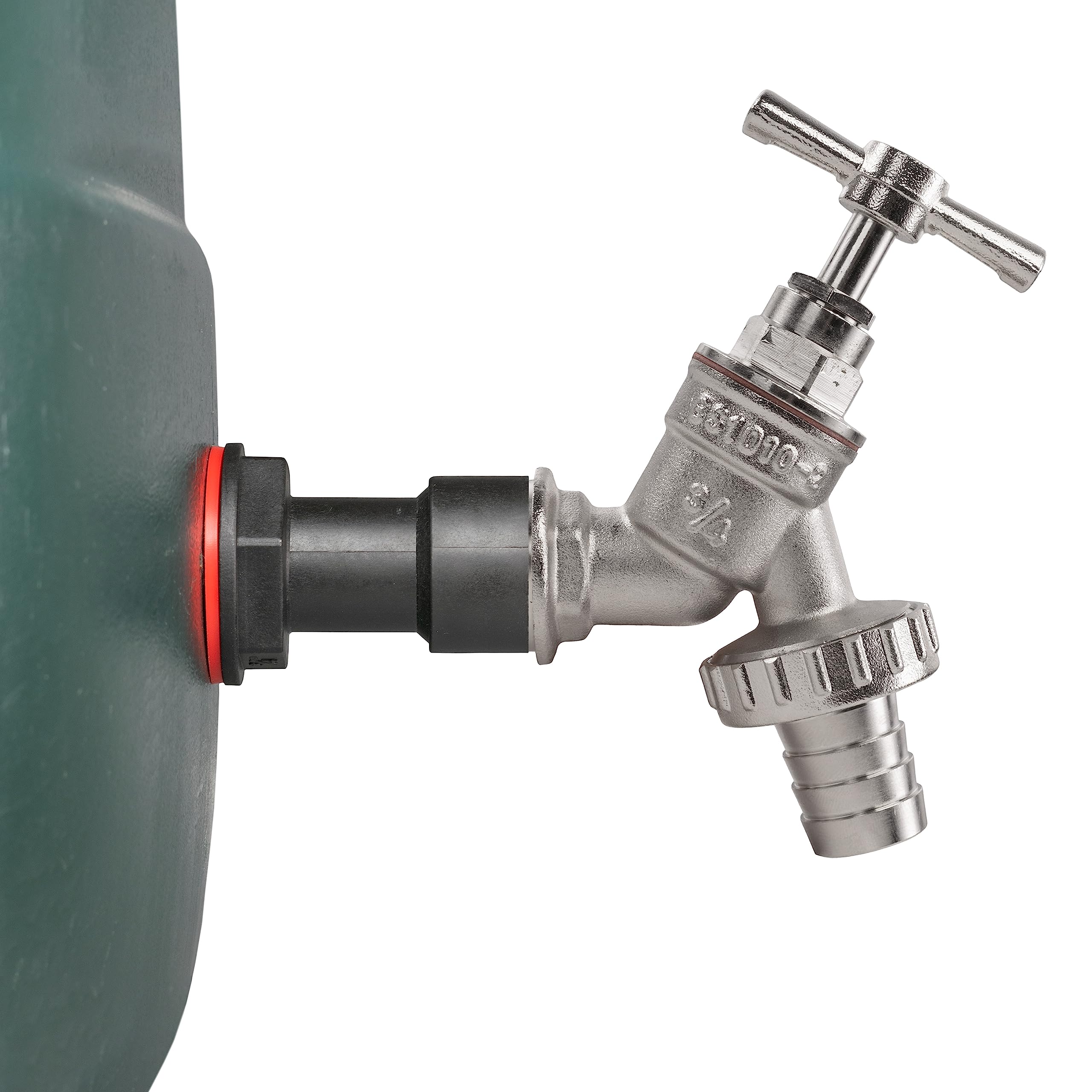 Eotrader Men's Silver Water Tank Replacet Brass Union Bib Tap With -Fe 3/4” Bsp Water Butt Adapter, 4Cm Extended Design, Corrosion & Rust Resistant Nickel Plated Brass Bibtap, 3/4” Garden Hosepipe Barbed Outlet