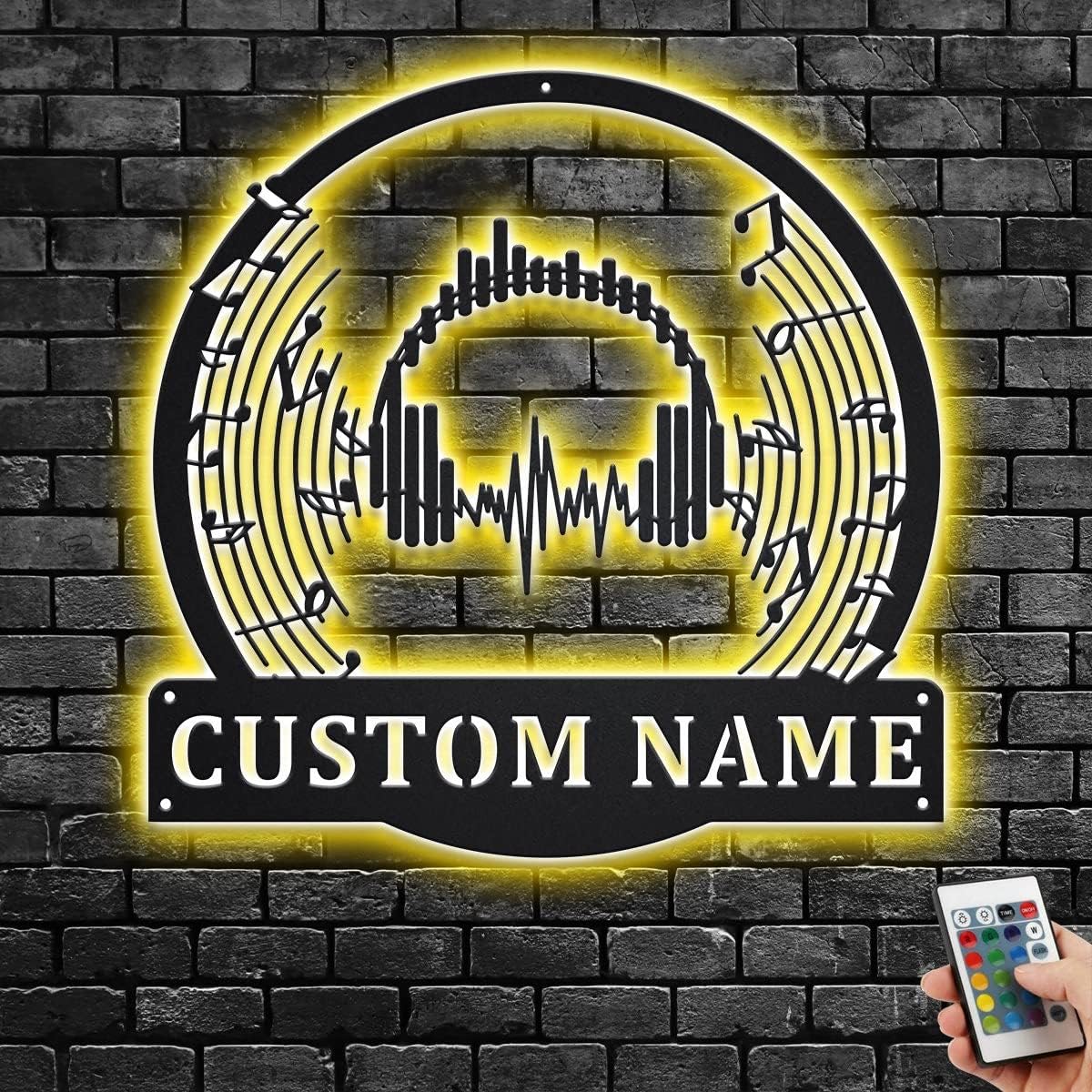 Custom Music Headphone Metal Wall Art With LED Light, Personalized Music Headphone Name Sign Decoration For Room, Music Headphone Home Decor