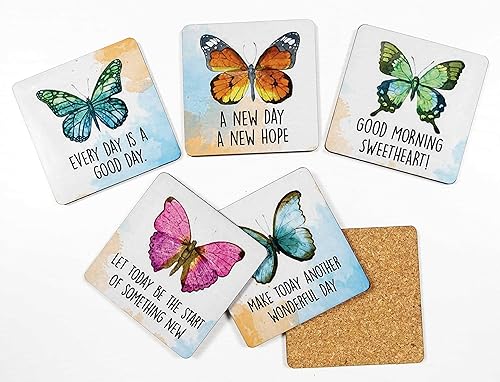 Miniatura 2 de Inkdotpot Juego de 6 posavasos decorativos antideslizantes, base de corcho antideslizante de 4 pulgadas, posavasos cuadrados impresos fáciles de