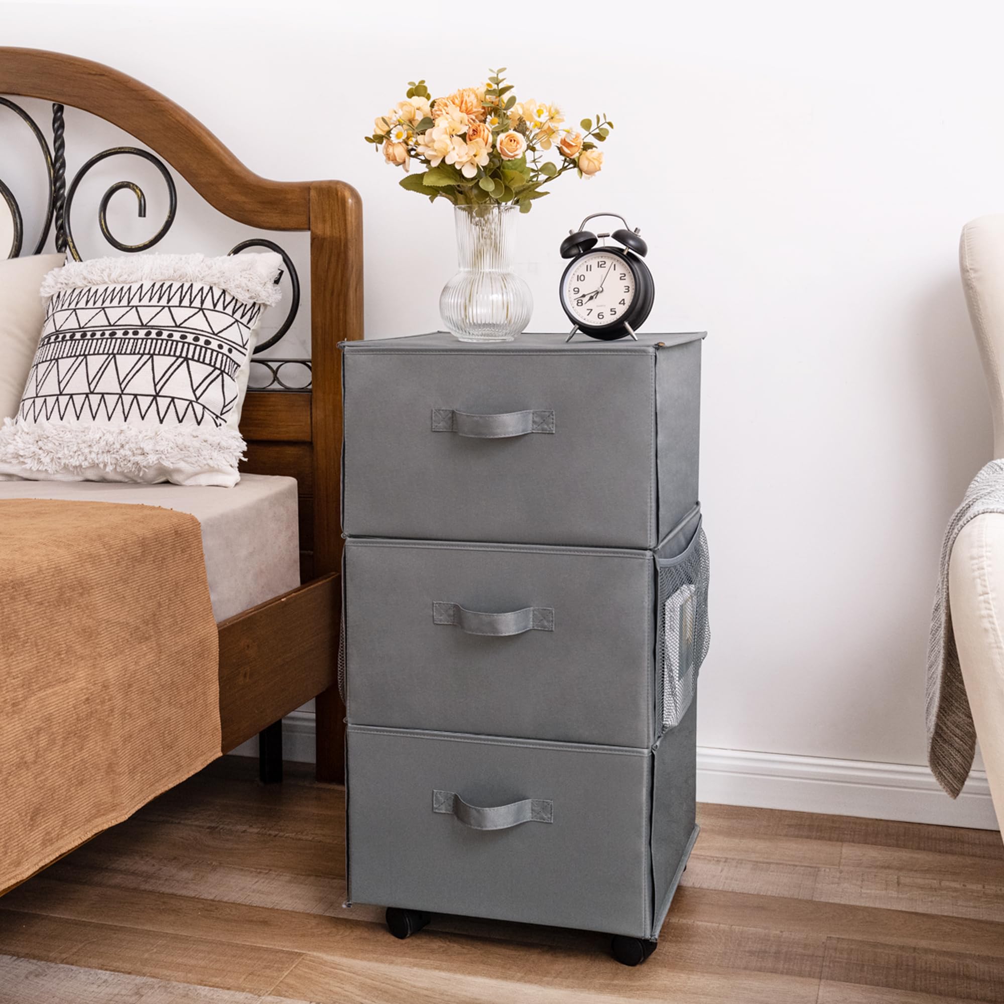 GRANNY SAYS 3 Drawer Storage Organizer, Storage Drawer for Bedroom, Fabric Storage Closet Drawers, Foldable Drawers for Clothing, Gray