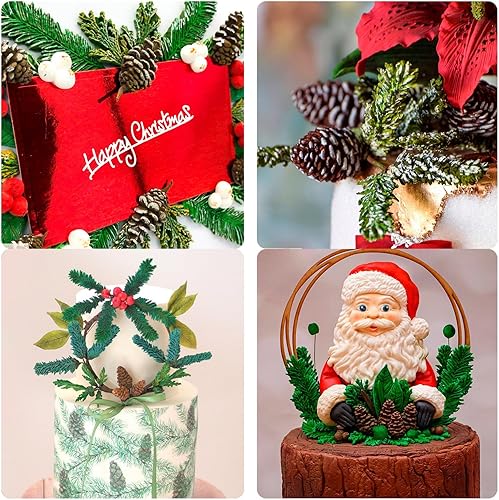 Miniatura 5 de Moldes de silicona de hojas de acebo de Navidad, molde de fondant de hojas de invierno, moldes de piña de Navidad para hornear chocolate para