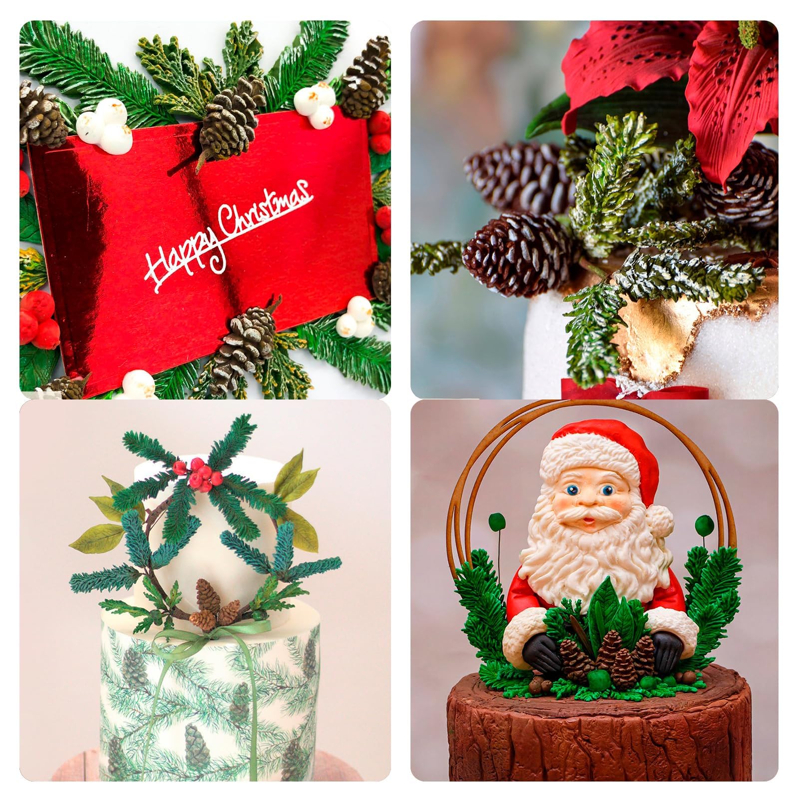 Christmas Holly Leaves Silicone Molds, Winter Leaves Fondant Mold, Christmas Pinecone Chocolate Baking Molds for Cake Decoration Cupcake Topper Candy Sugar Craft Gum Paste Clay Resin - Image 5