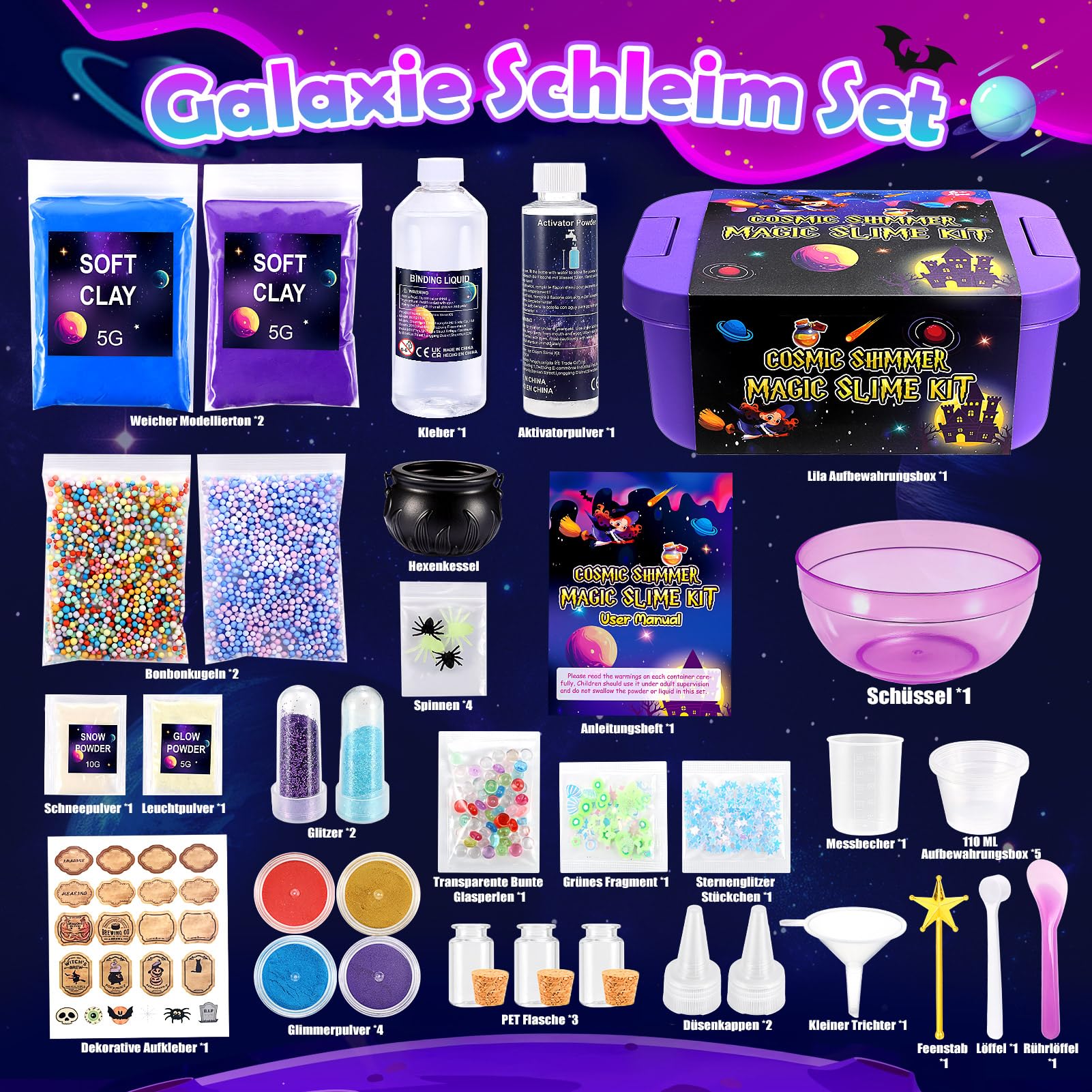 iKidiki Schleim Kinder, Geschenk Mädchen 6 7 8 9 10 11 12 Jahre Schleim Selber Machen Set Junge 6-12 Jahre Geschenkideen Slime Set Spielzeug ab 6-12 Jahre Jungen Geburtstagsgeschenk für Mädchen