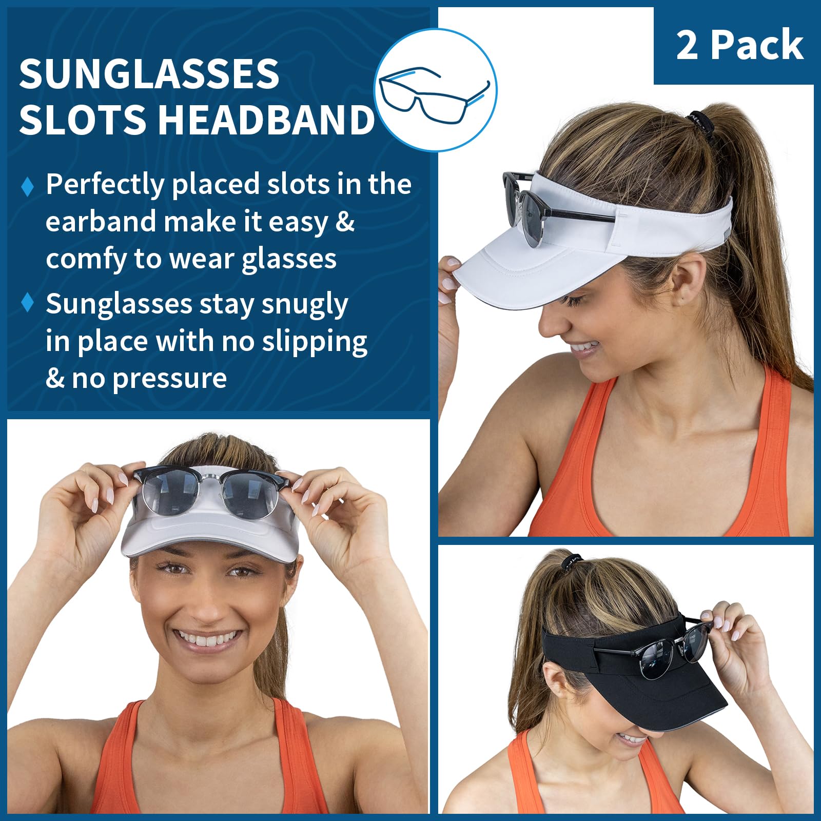 TrailHeads Visor Cap Damen - Sonnenschild Damen zum Laufen, Golf und Tennis – Recyceltes Tennis Cap Damen