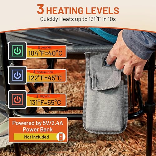 Miniatura 4 de TIMBER RIDGE Silla de campamento con calefacción de aluminio resistente con tamaño compacto, silla de directores portátil que soporta hasta 400