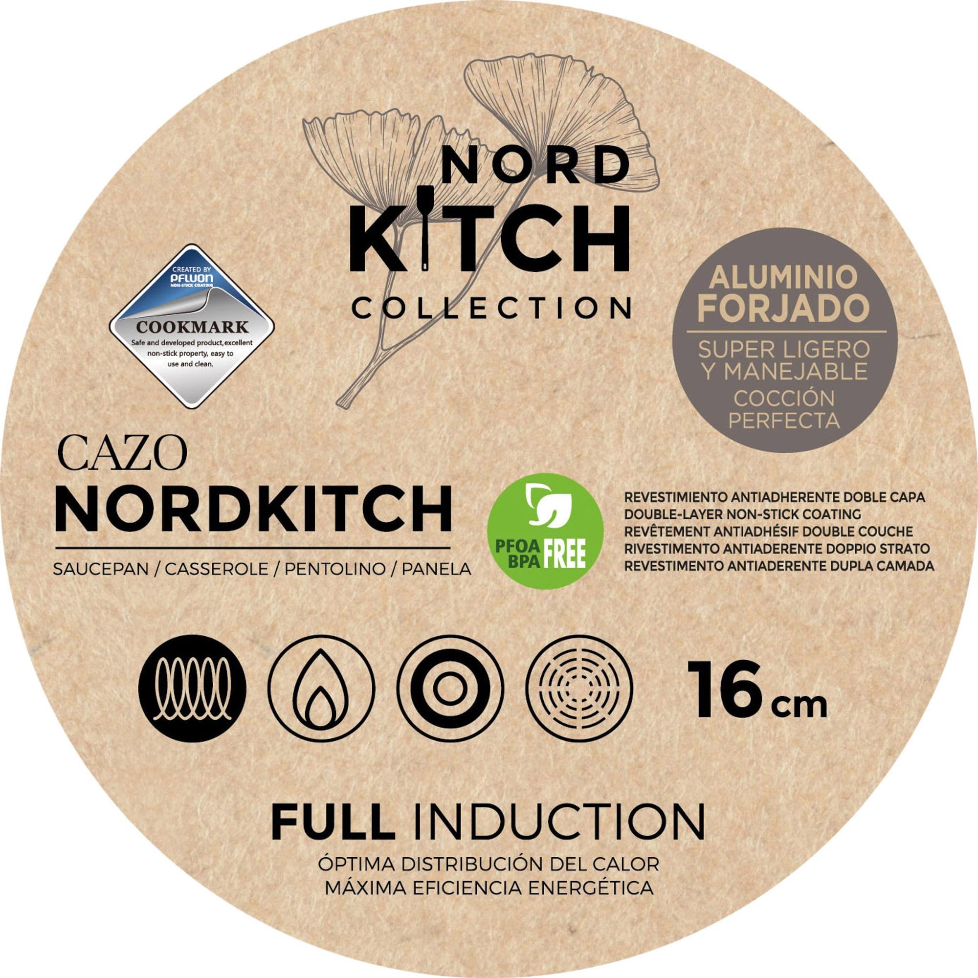 INDE SANTA CLARA | Cazo 16 cm Nordkitch aluminio forjado, cazo cocina antiadherente doble capa, full induction, apto para inducción, gas, vitro y eléctrica, ideal para salsas y calentar leche — view 5
