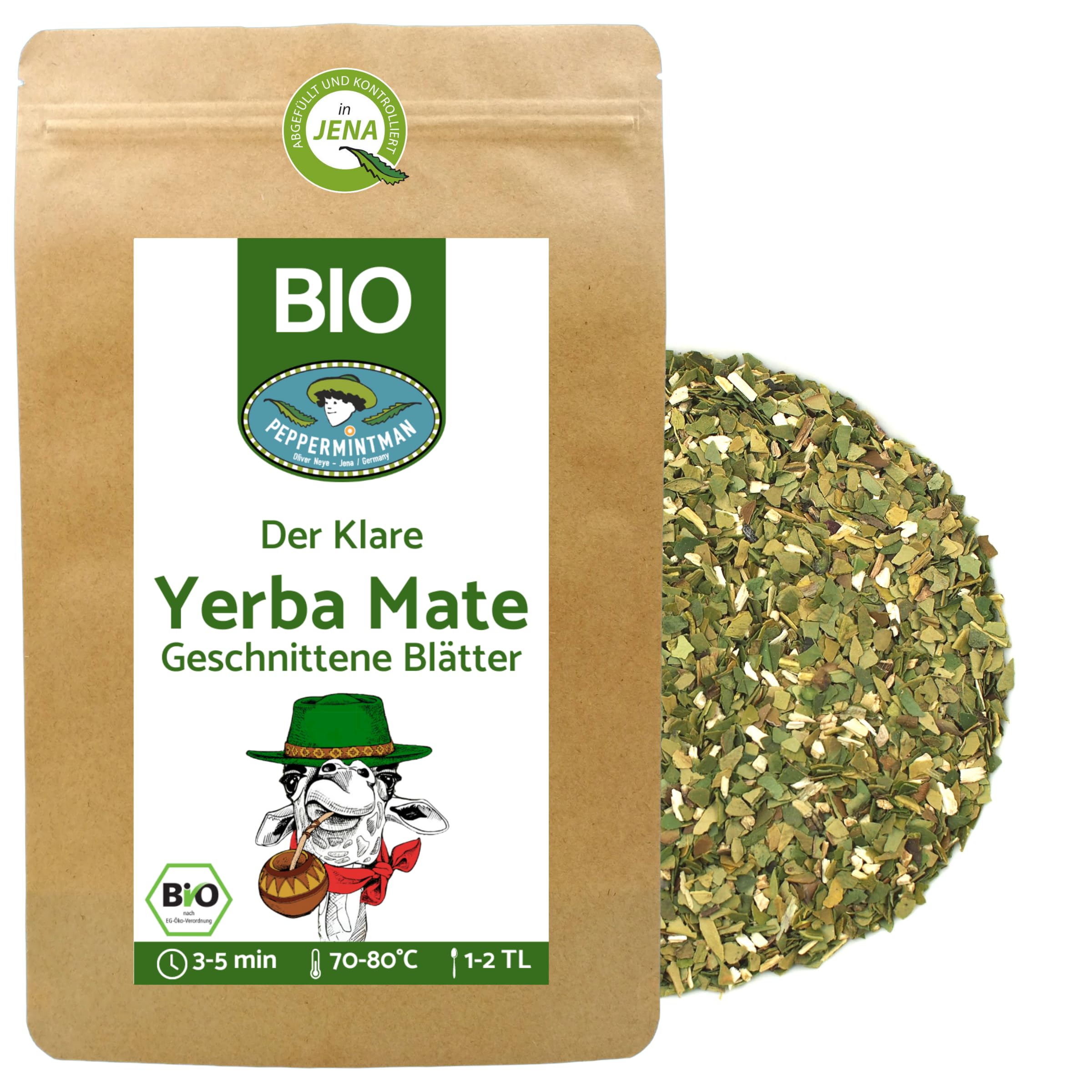 Herbata Bio Mate, zielona 3 x 1000 g - Organic Green Yerba Mate Medium Cut - Jasna - z brazylijskiego przedsiębiorstwa rodzinnego - PeppermintMan