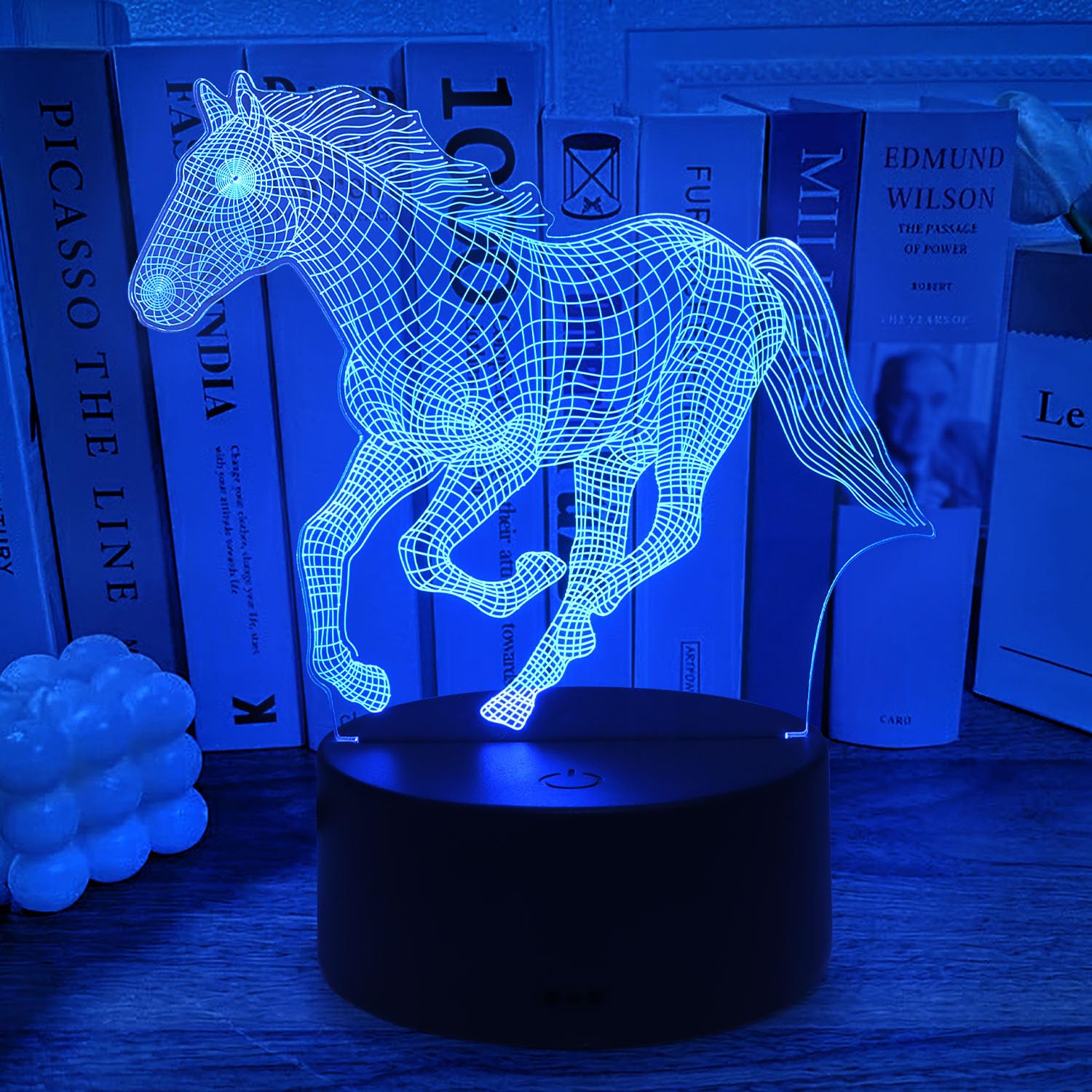Lampada 3D A Illusione Ottica Cavallo – Luce Notturna LED Con 7 Colori Touch E Alimentazione USB