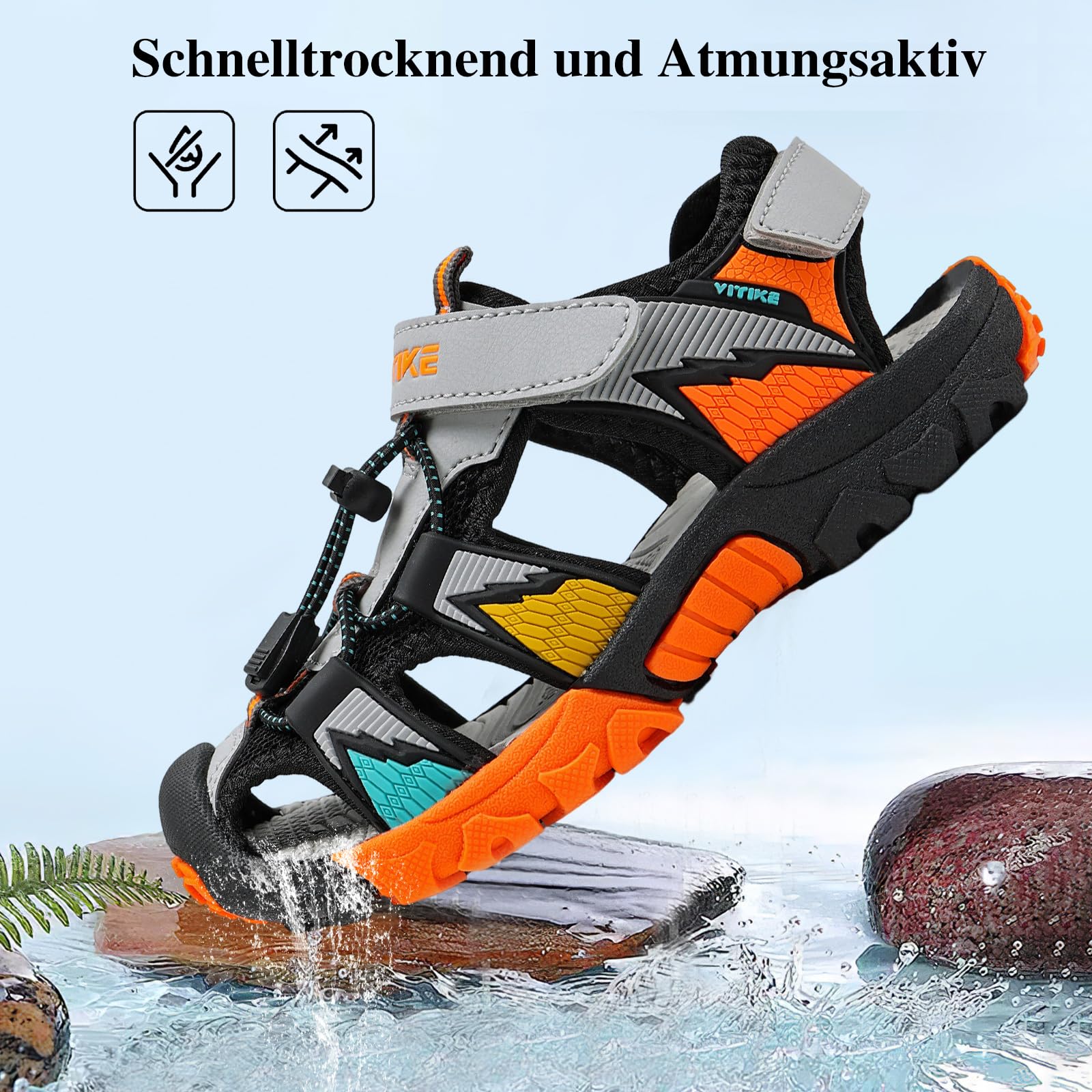 JMFCHI Kinder Sandalen Jungen Geschlossene Sommerschuhe Sports Outdoorsandalen Mädchen Trekkingsandalen Wandern Strand Schuhe