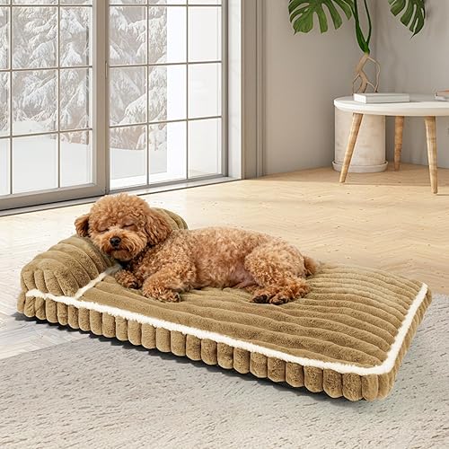 Miniatura 12 de Camas cómodas para perros extra grandes, cama para perros con funda lavable extraíble, cama de lujo de felpa para perros para jaula con almohada,
