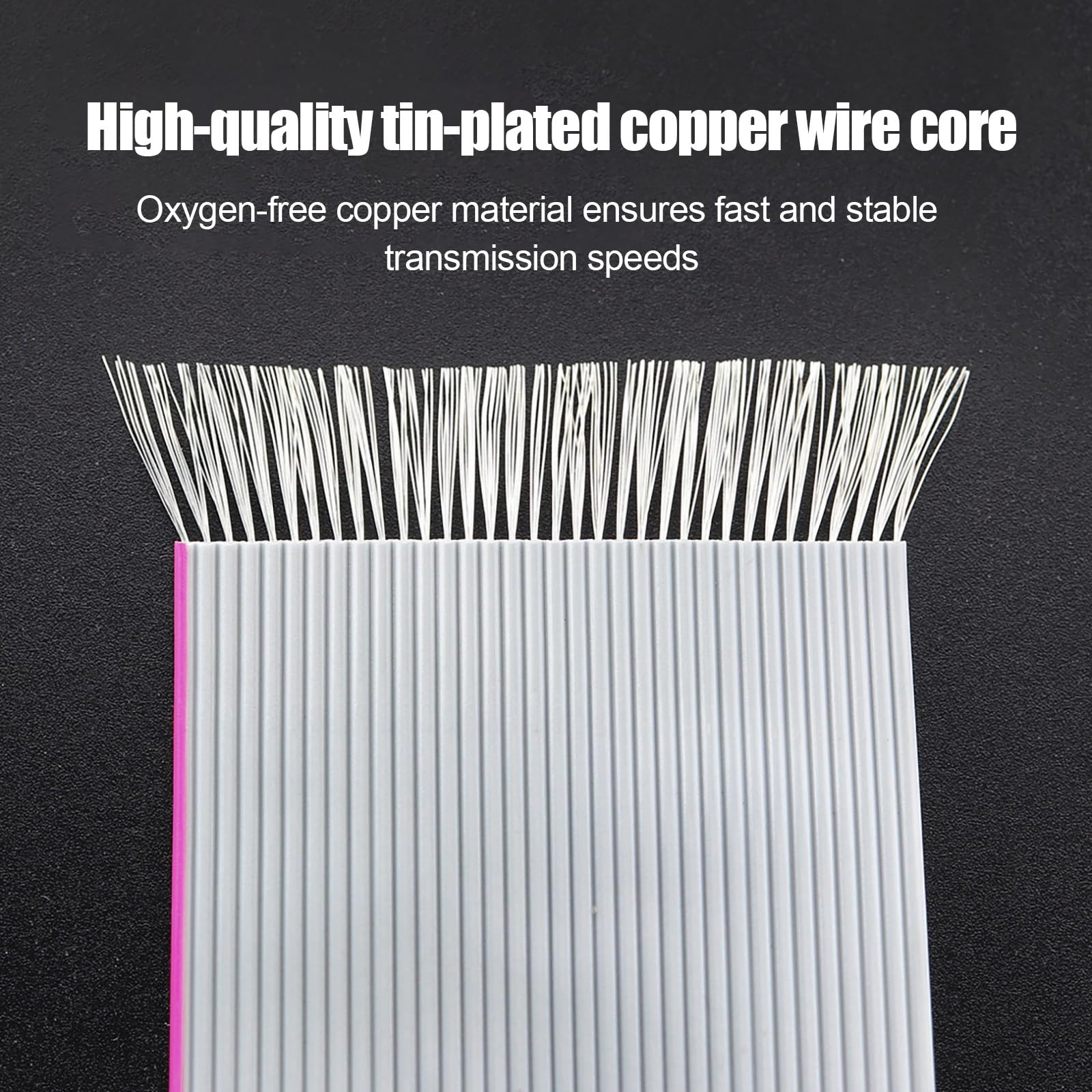 28AWG 20P Bis 30P Grauer Flachdraht, 1,27 Mm Abstand, 28AWG Verzinntes Kupferkabel Mit Roter Kante Für Elektronische Verbindungen(25P,250FT)