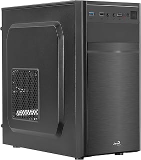 AeroCool CS103 - Micro ATX obudowa PC, polerowane aluminium, wentylator 80 mm z tyłu czarny