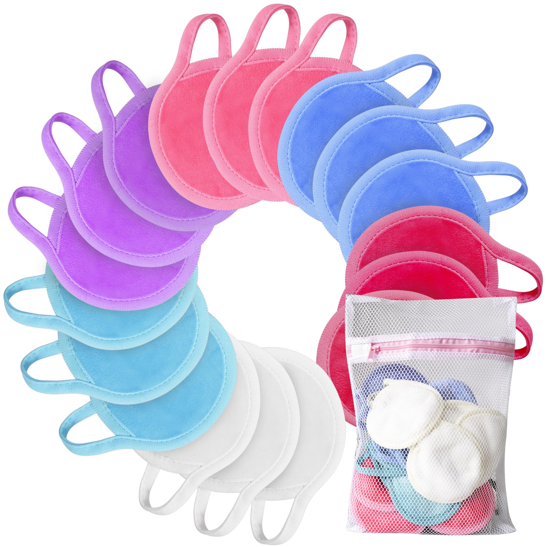 NUGILLA | 18 Packs Reusable Makeup Remover Pads with Washable Laundry Bag | Microfiber Cleansing Facial Rounds Wipes Eyes/Lips Clean for Women Men | Eco-Friendly Gifts-image-47