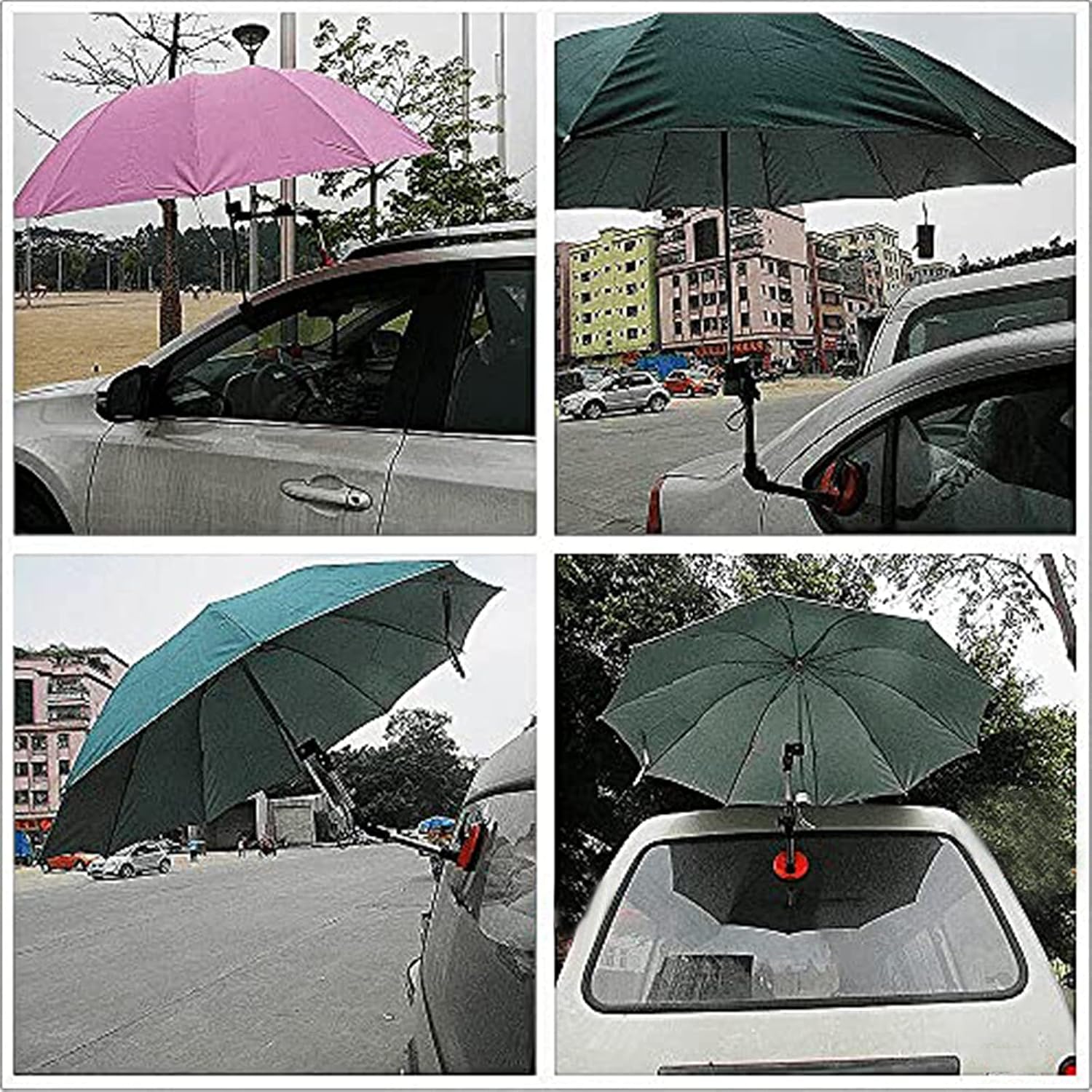 V-look Suction Cup Umbrella Stand, Quick-Disassembling Telescopic Umbrellas Stands Portable Preservative Strong and Sturdy for Most Cars Orange