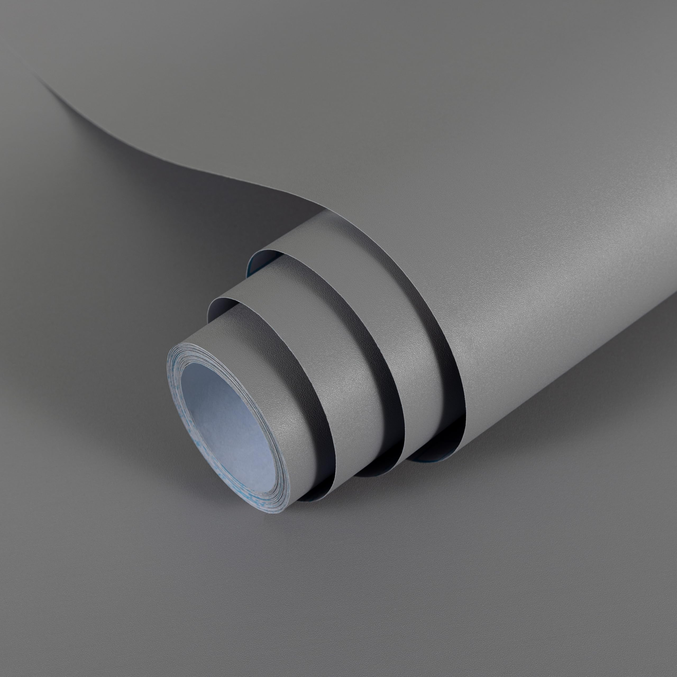 Hode Grey Vinyl Wrap Matt 40X300cm, Grey Sticky Back Plastic Roll, Self Adhesive Wallpaper for Furniture Kitchen Cupboard Covering Contact Paper Waterproof