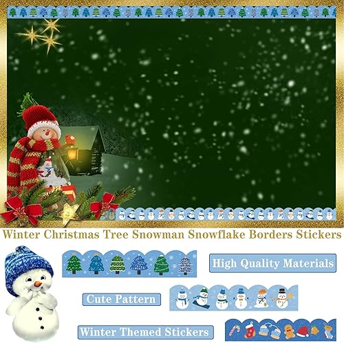 Miniatura 4 de Bordes de tablón de anuncios de Navidad de 59 pies, boletín de aula de bordes, papel de tablero de anuncios que no se decolora, borde de tablón de